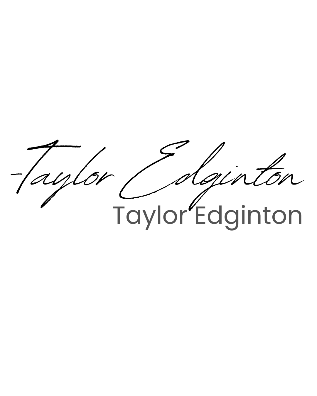 Black and white illustration of a longhorn steer with the name Taylor Edington written beneath it.