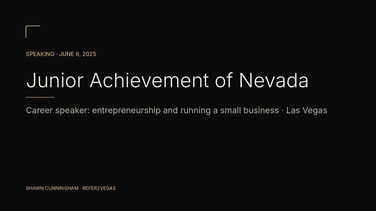 Junior Achievement of Nevada career speaker session