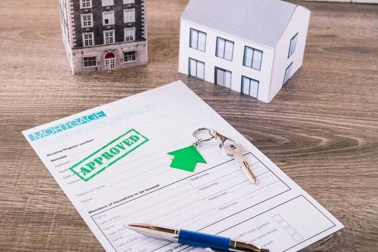 Signed paperwork and house keys on a desk