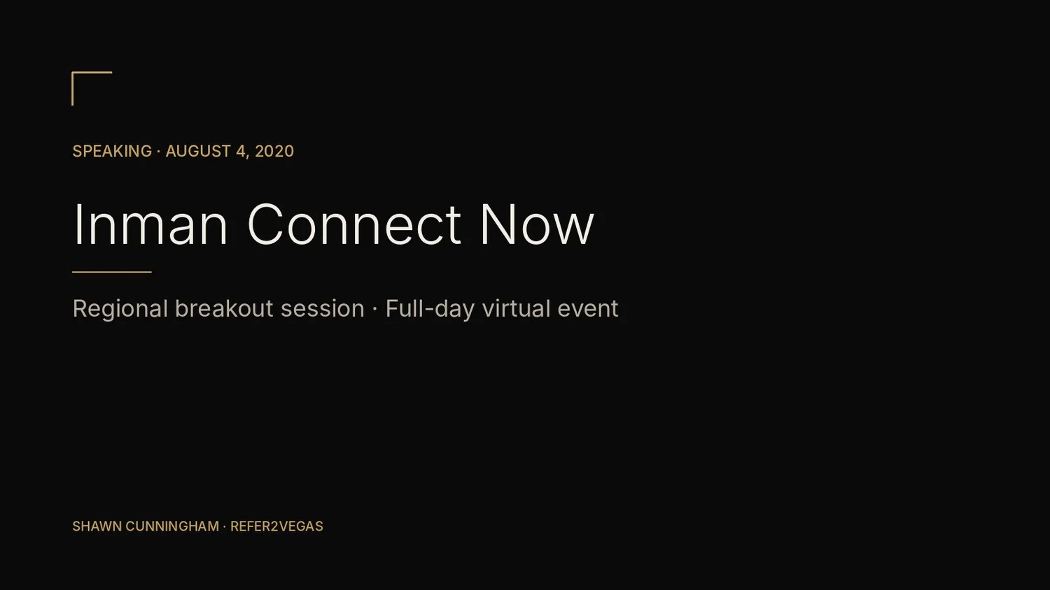 Inman Connect Now digital event series 2020