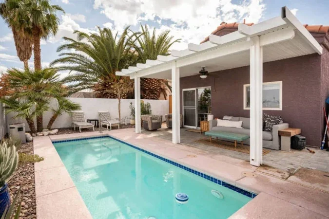 Pool and covered patio at 1900 Bookbinder Dr, Las Vegas