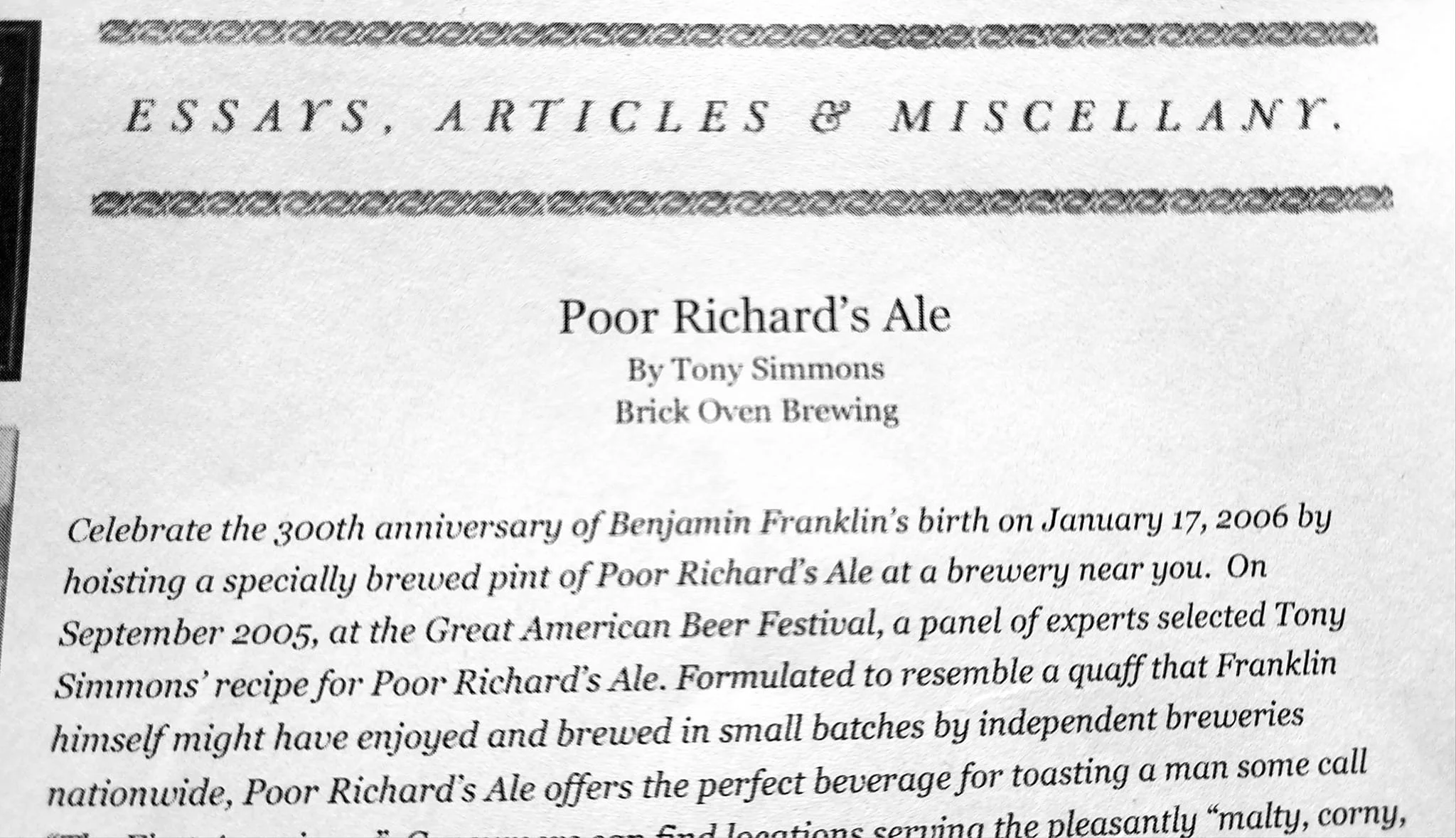 Beer Brewing in the 18th Century by Pat Cureton