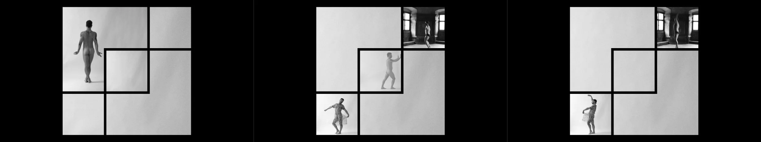  Still frames from  Acceptance  (showing internal mask from projection mapping in black) 