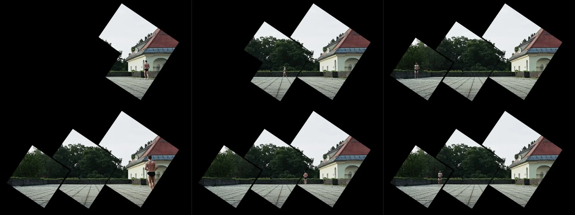  Still frames from  Terrace  (showing internal mask for projection mapping in black) 