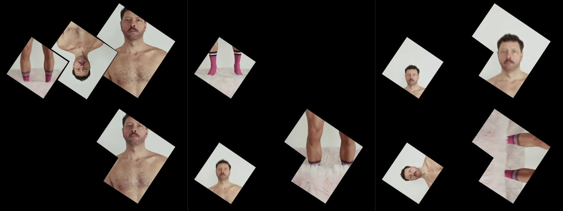  Still frames from  Trampoline  (showing internal mask for projection mapping in black) 