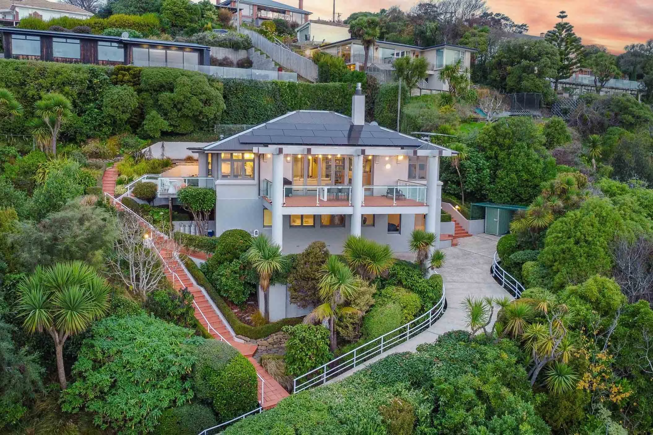 Aerial drone photograph of a residential property in Dunedin.