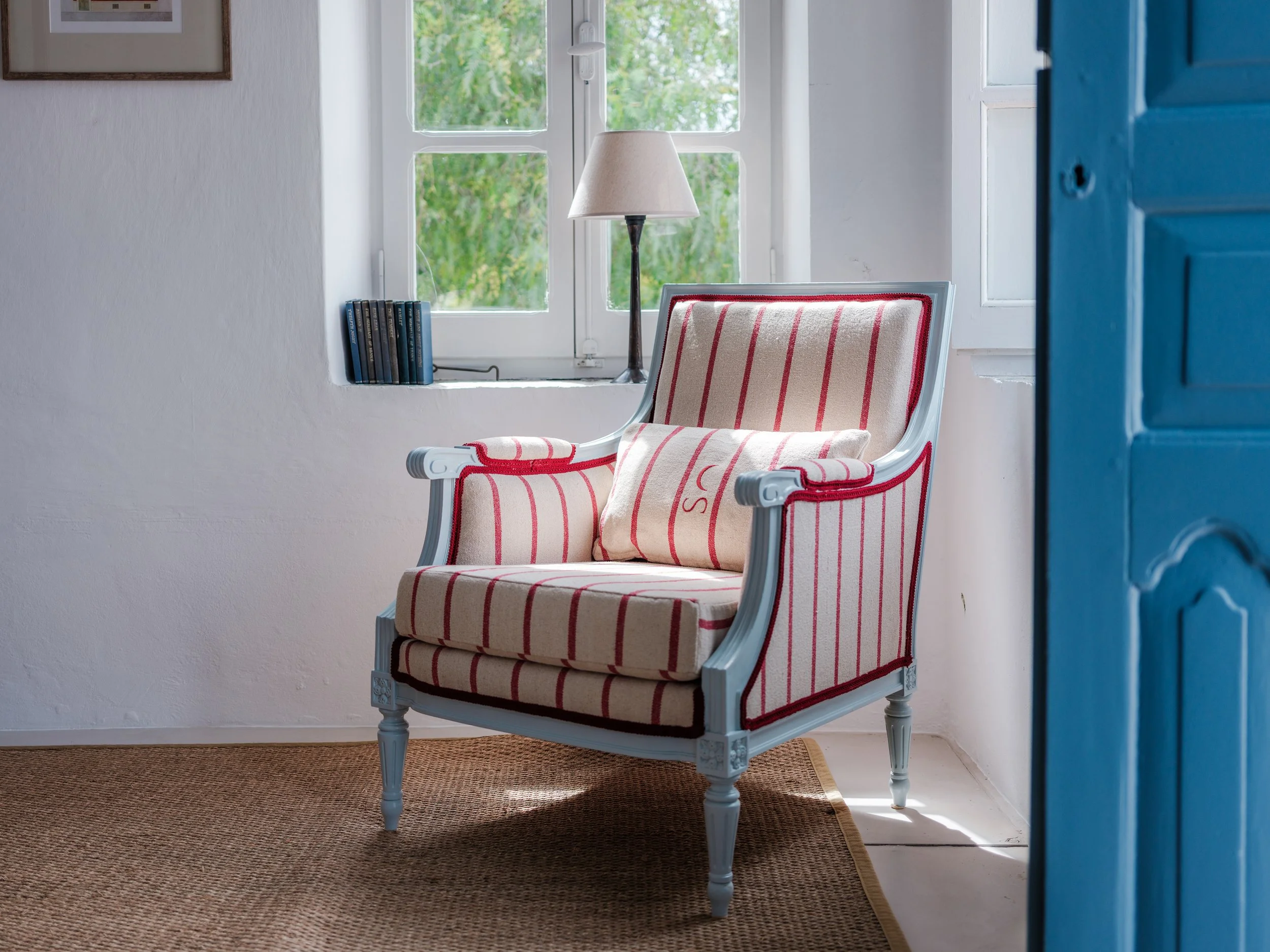 Thalassa suite striped chair at The Selene Greece, Symi