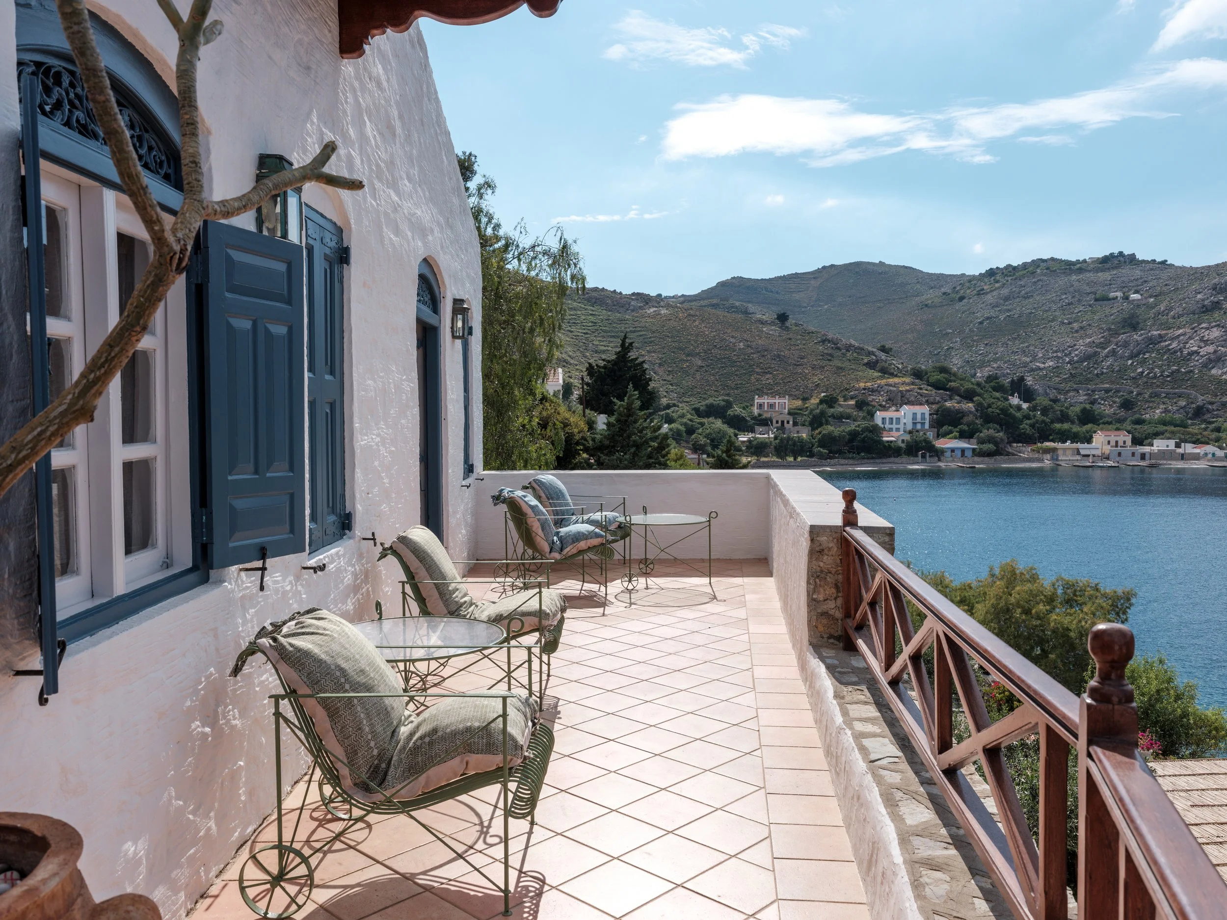 Thalassa suite sea facing sun terrace at The Selene Greece, Symi