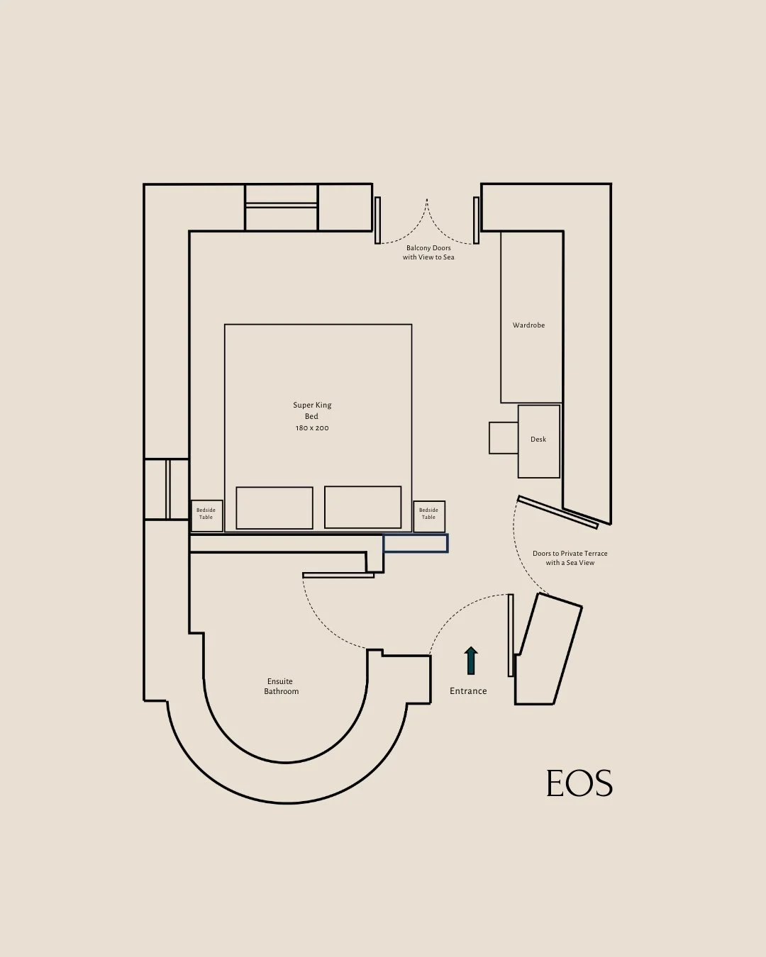 Floorplan for EOS room at Selene Greece
