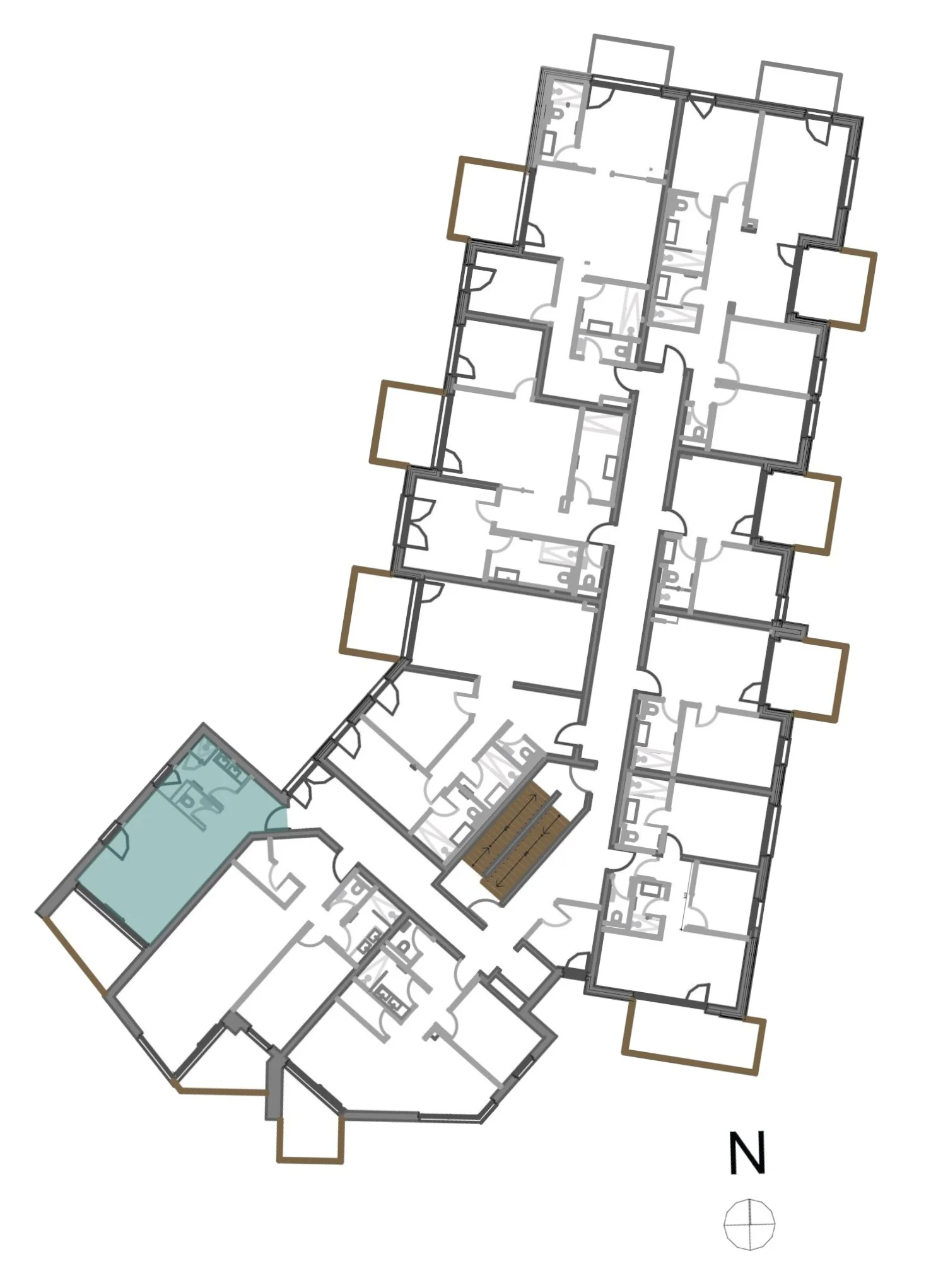 Lage von TOP 51 im 1. Obergeschoss der homelodge Ladis, Ausrichtung Süd-West