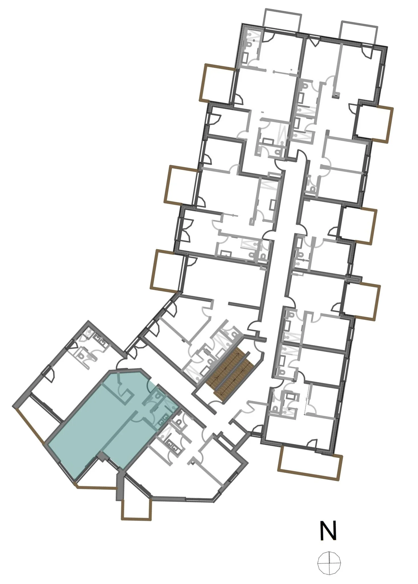 Lage von TOP 52 im 1. Obergeschoss der homelodge Ladis, Ausrichtung Süd-West