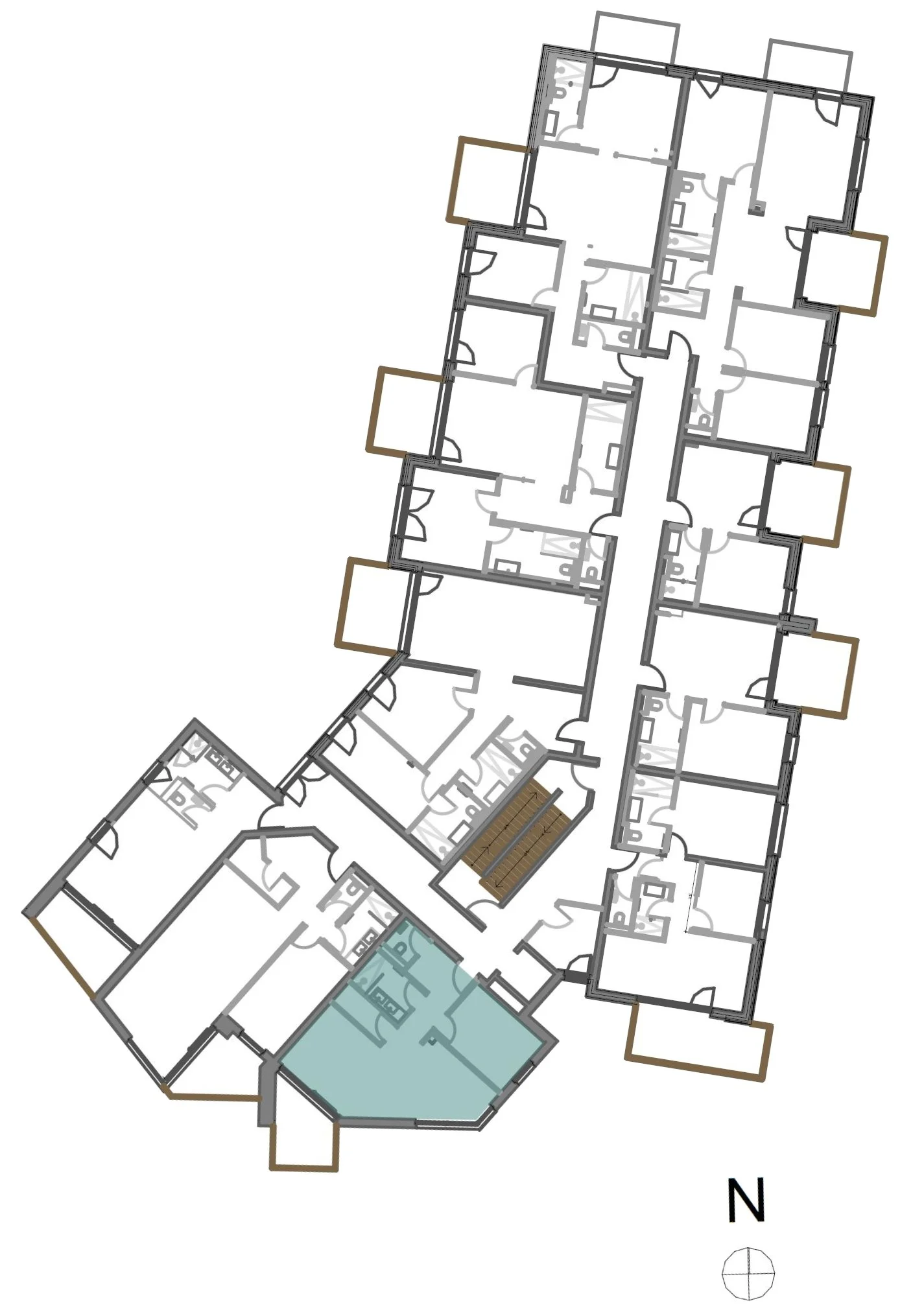 Lage von TOP 53 im 1. Obergeschoss der homelodge Ladis, Ausrichtung Süd