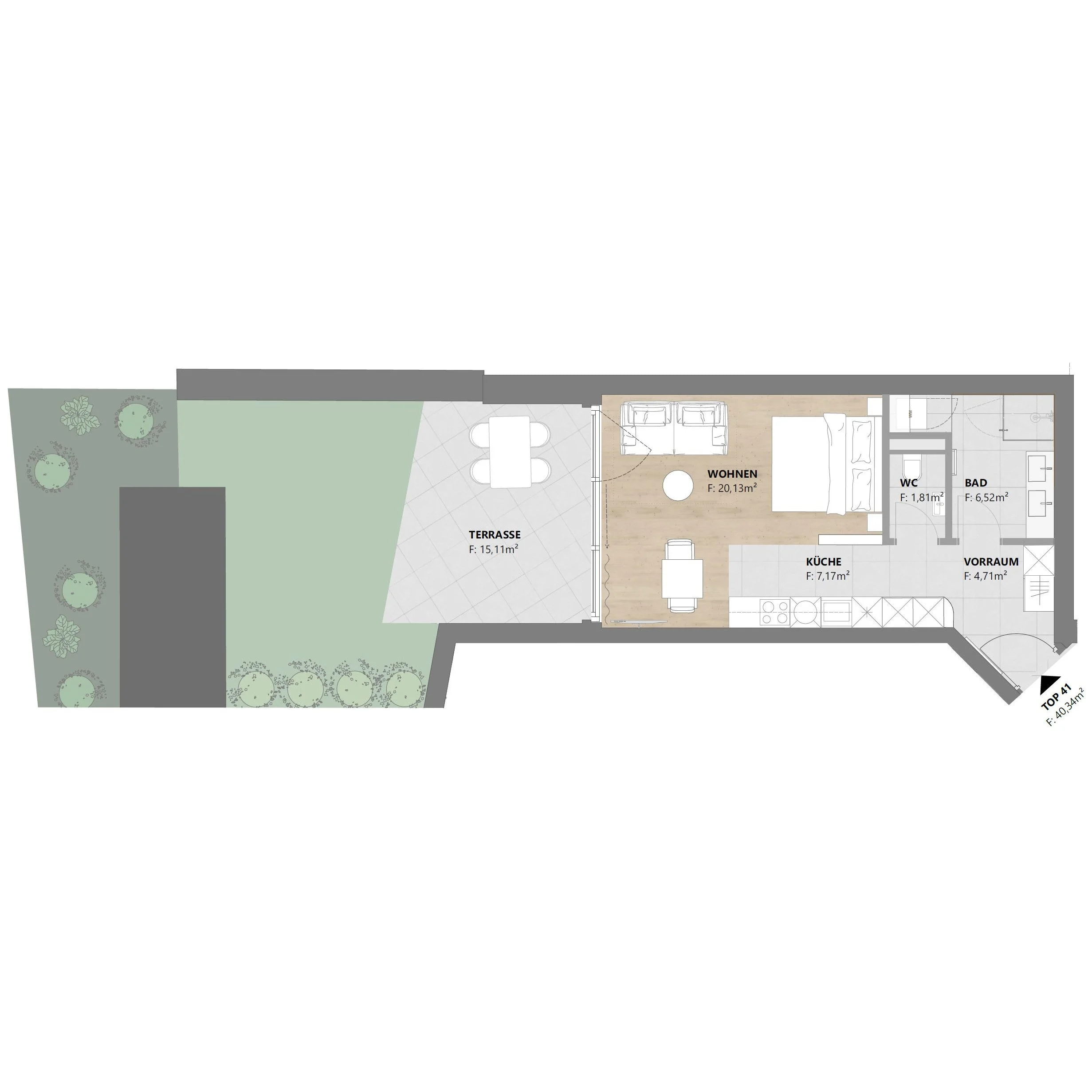 TOP 41 • 1-Zimmer, 40 m², vollmöbliert