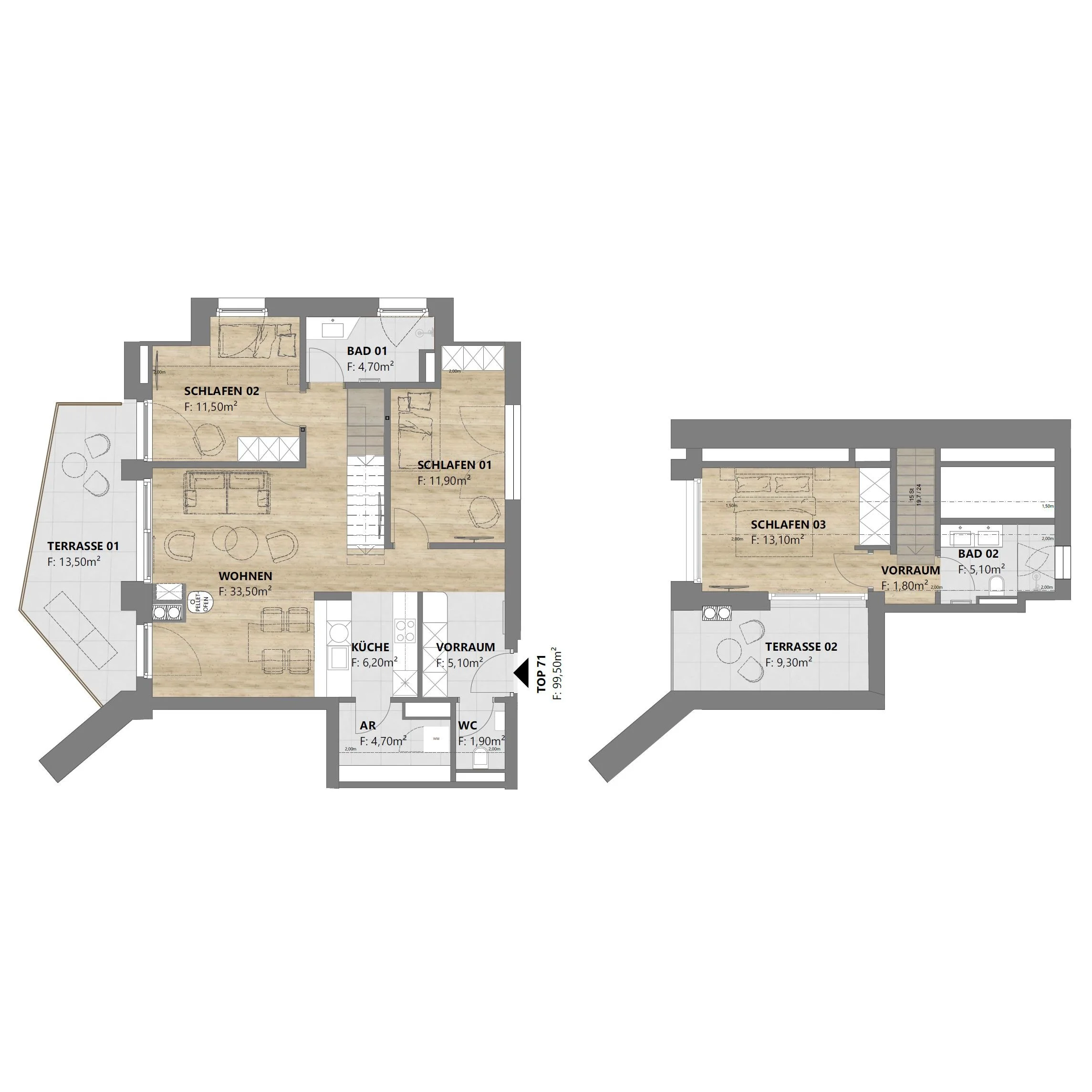 TOP 71 • 4-Zimmer, 100 m², teilmöbliert