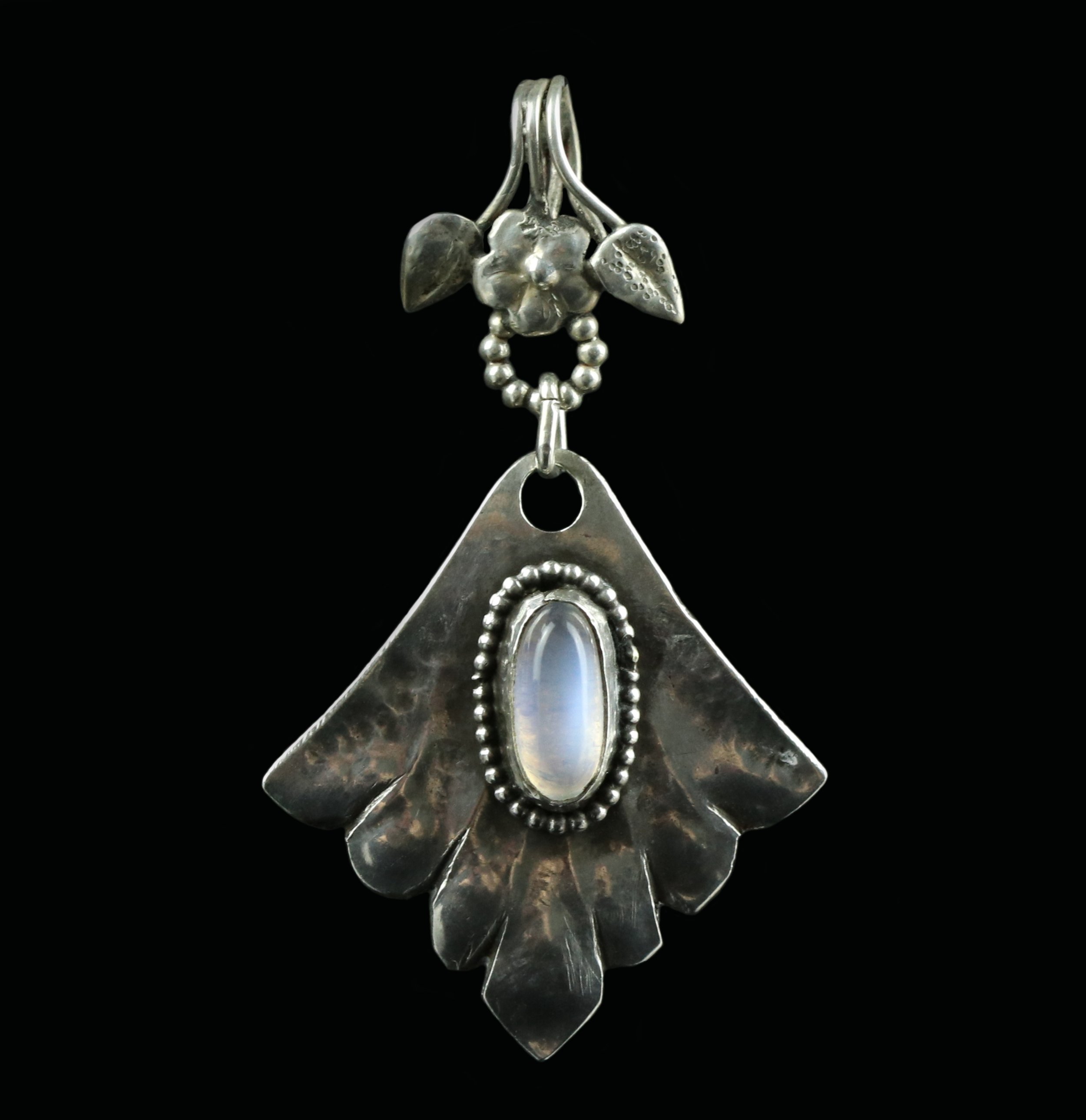Arts & Crafts silver moonstone pendant