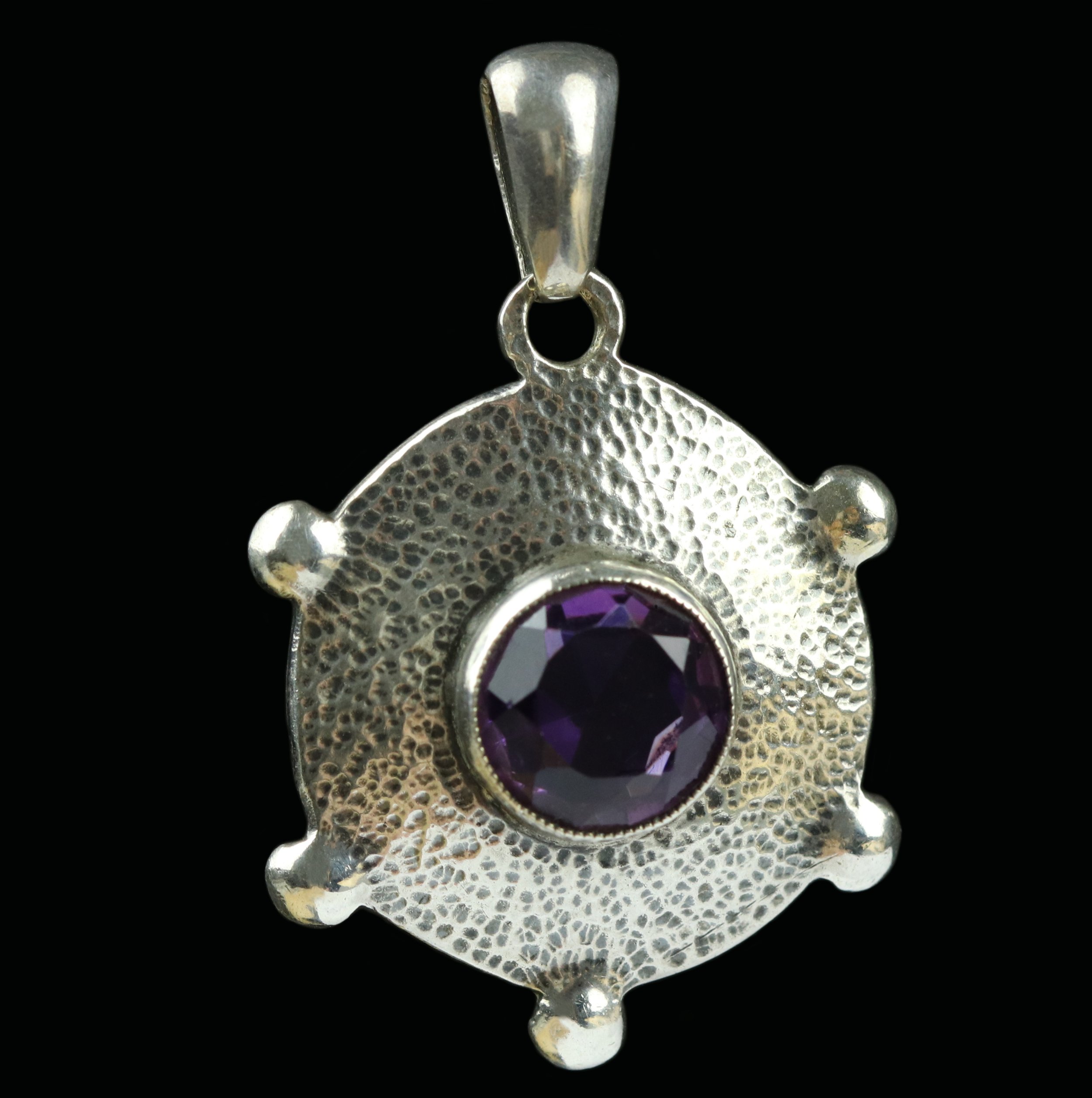 Arts & Crafts silver amethyst pendant