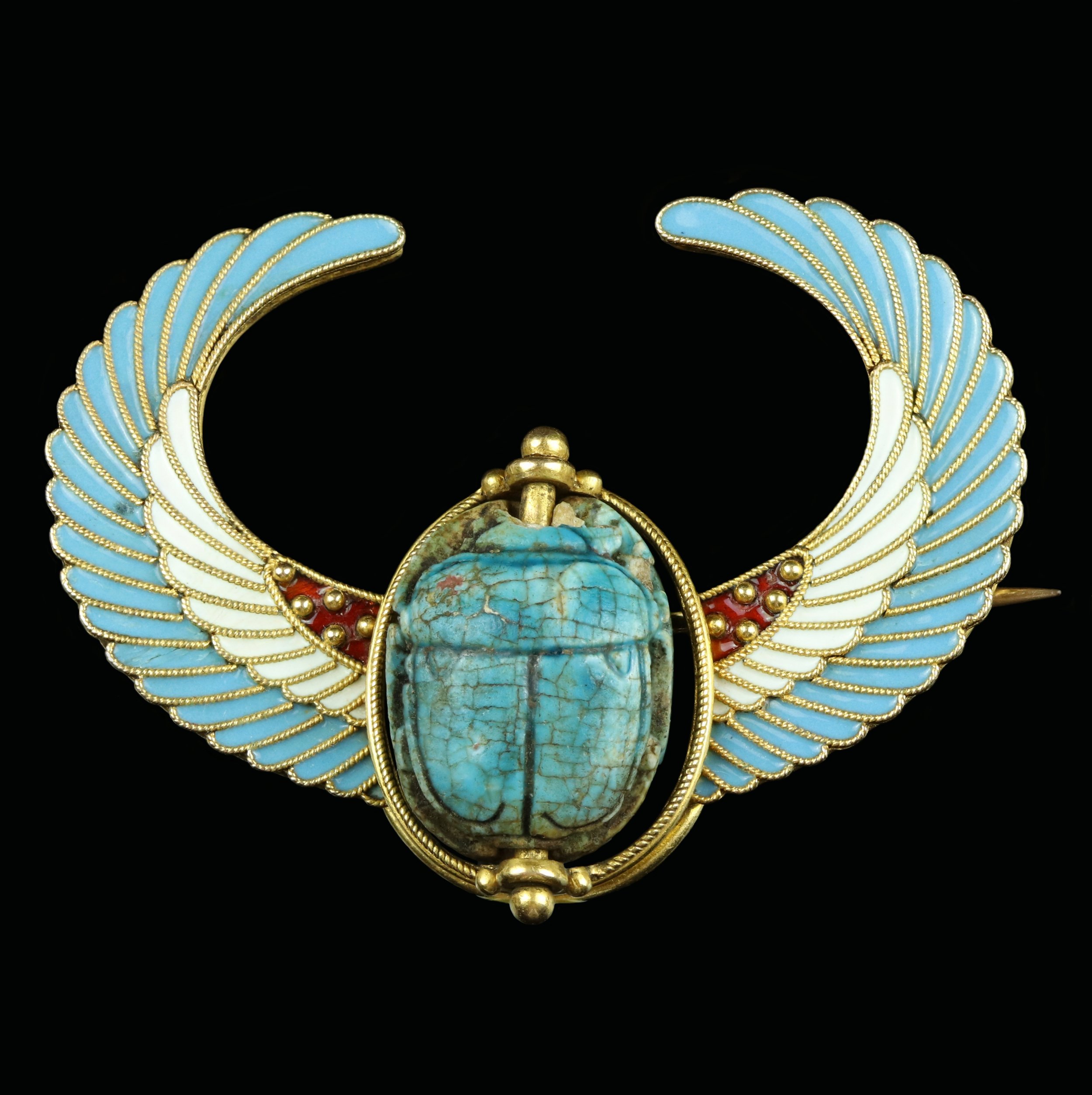 Ancient Egyptian revival winged scarab brooch