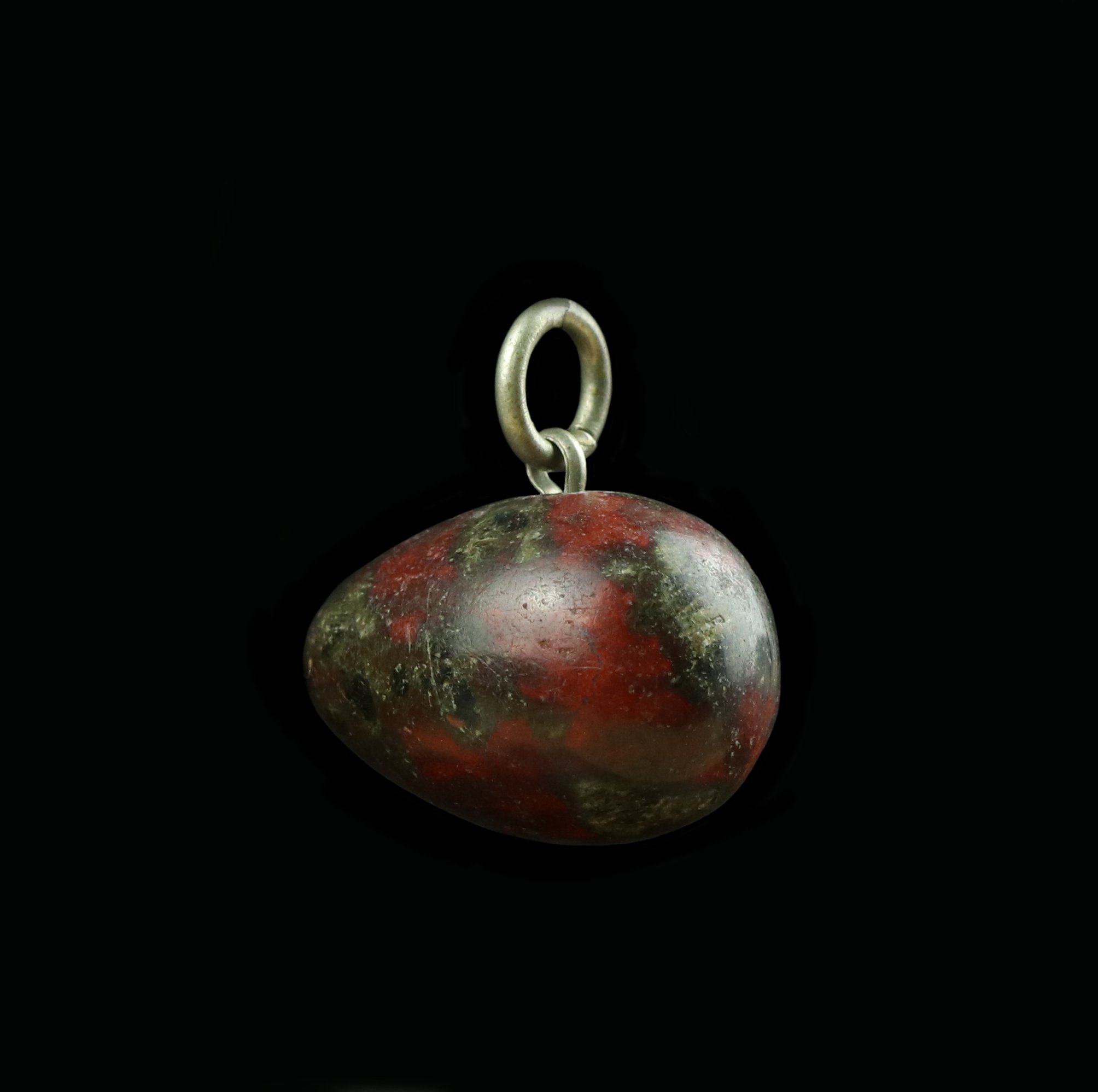 Mottled jasper horizontal egg pendant charm