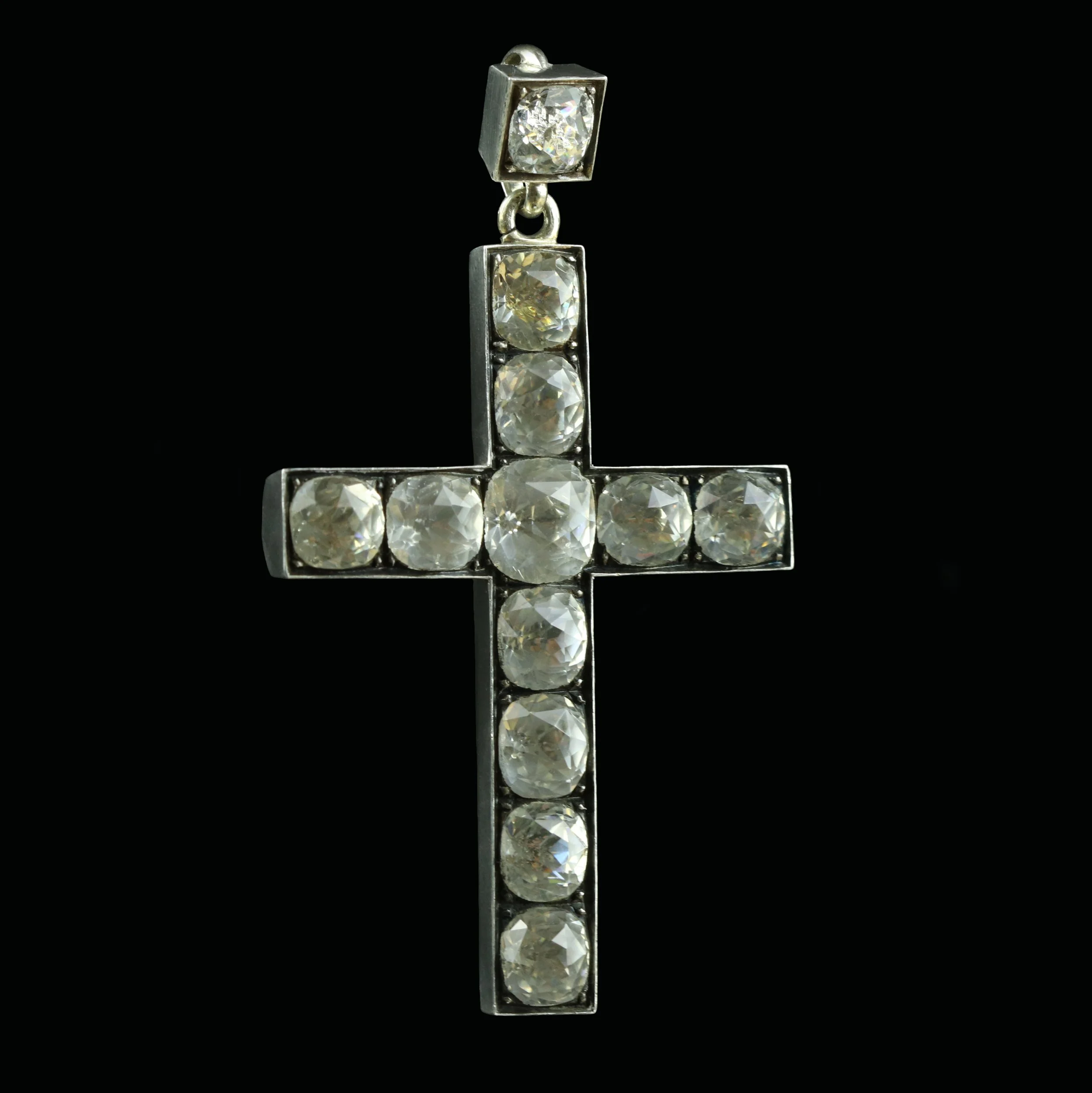 Victorian silver colourless topaz cross pendant