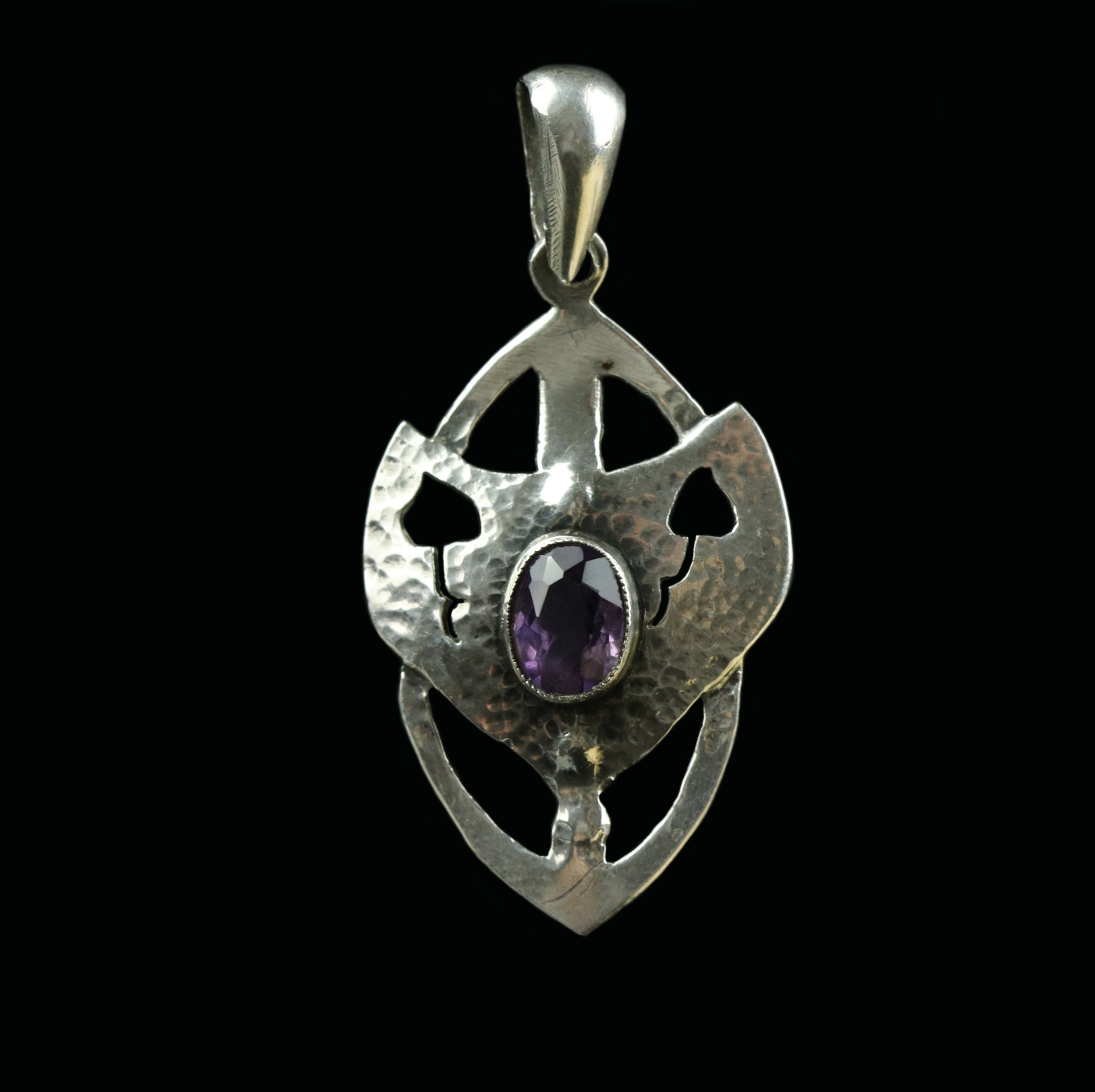 Arts & Crafts silver amethyst pendant