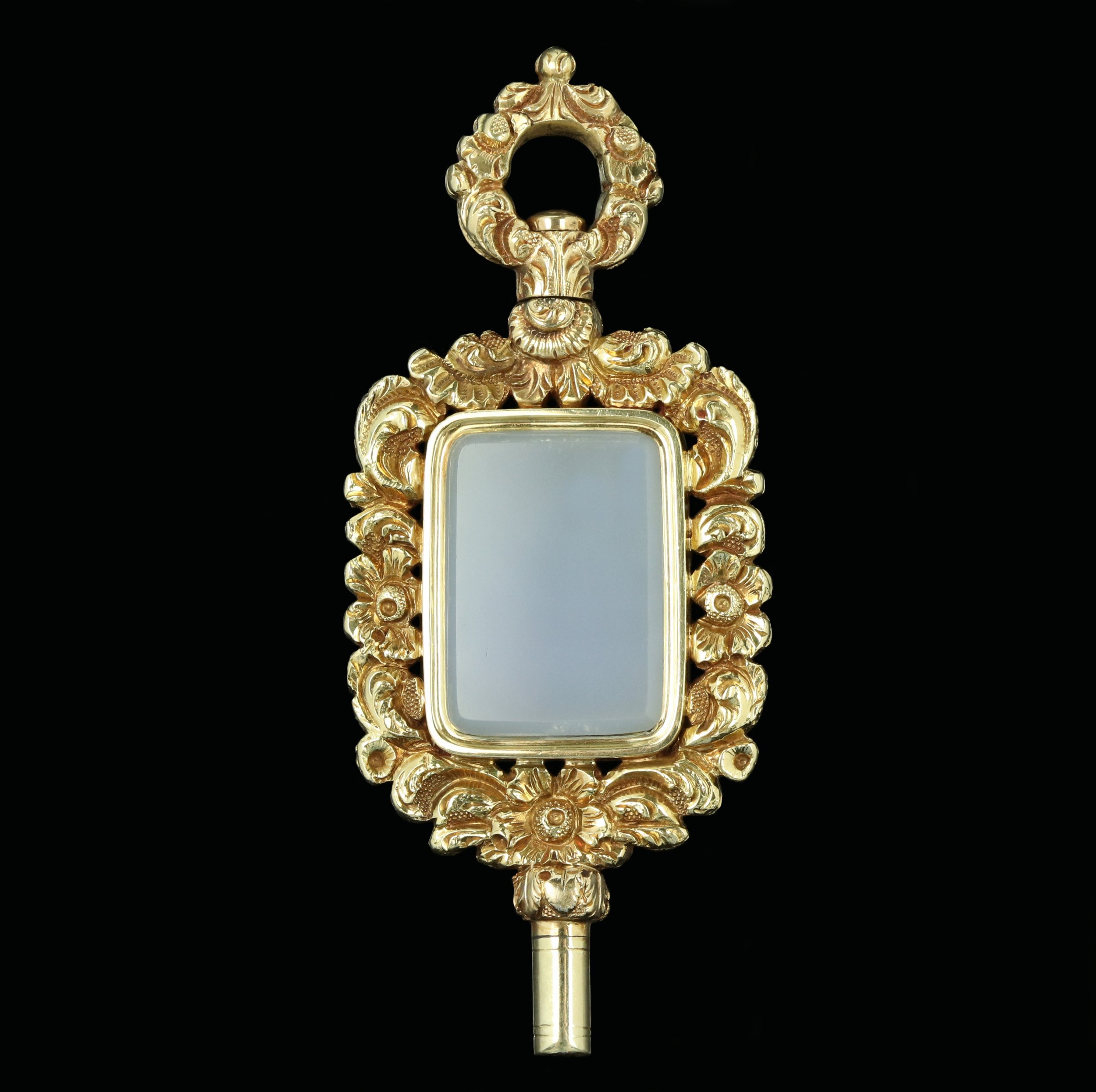 Regency/early Victorian gold-cased chalcedony watch key