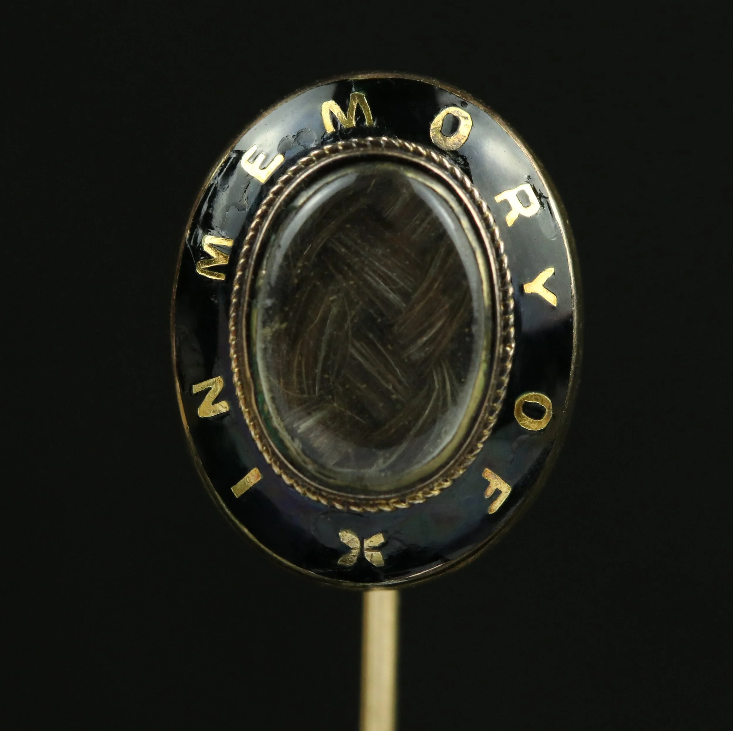 Victorian gold enamel mourning stickpin