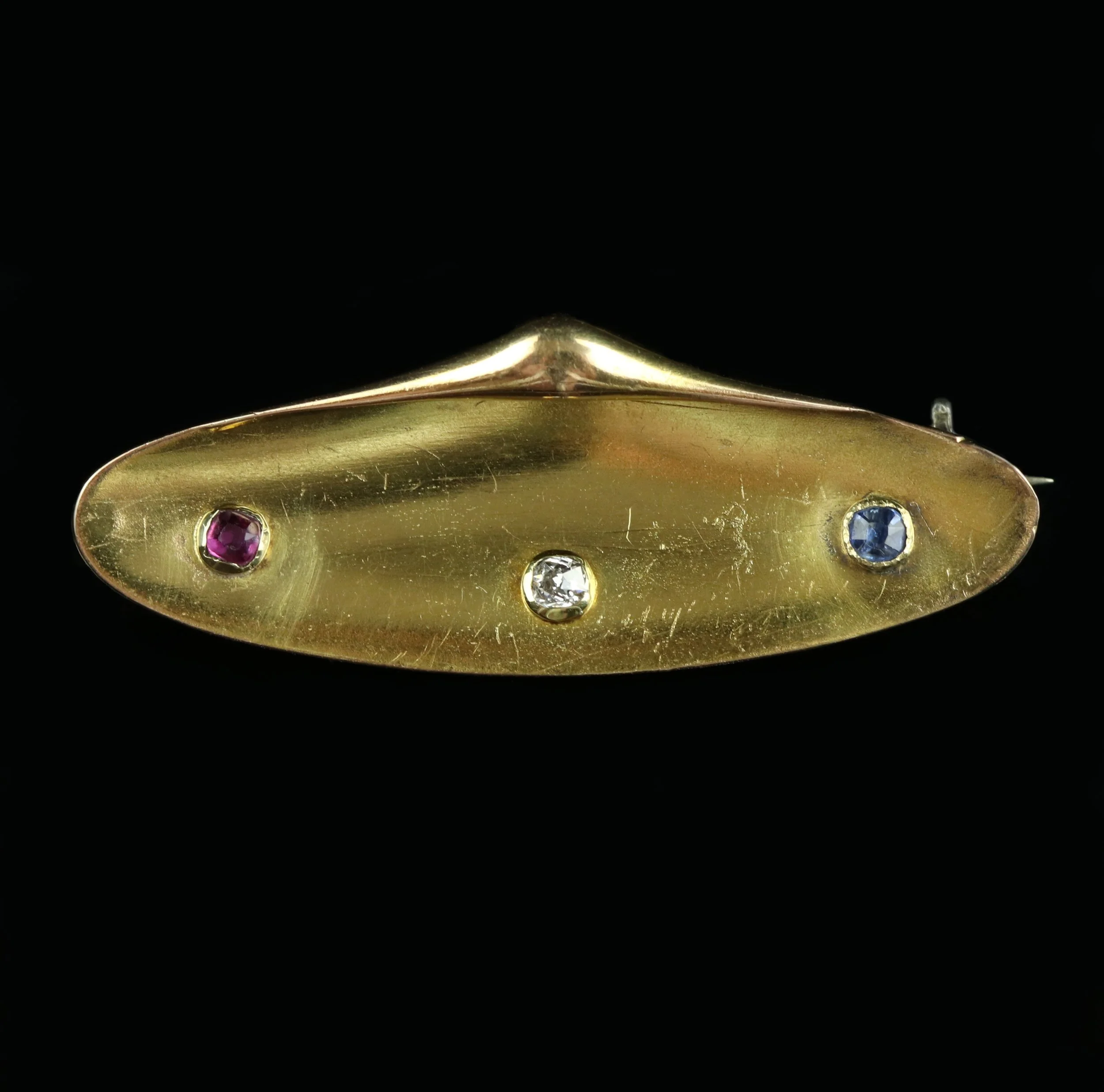 Victorian gold diamond and gem shell brooch