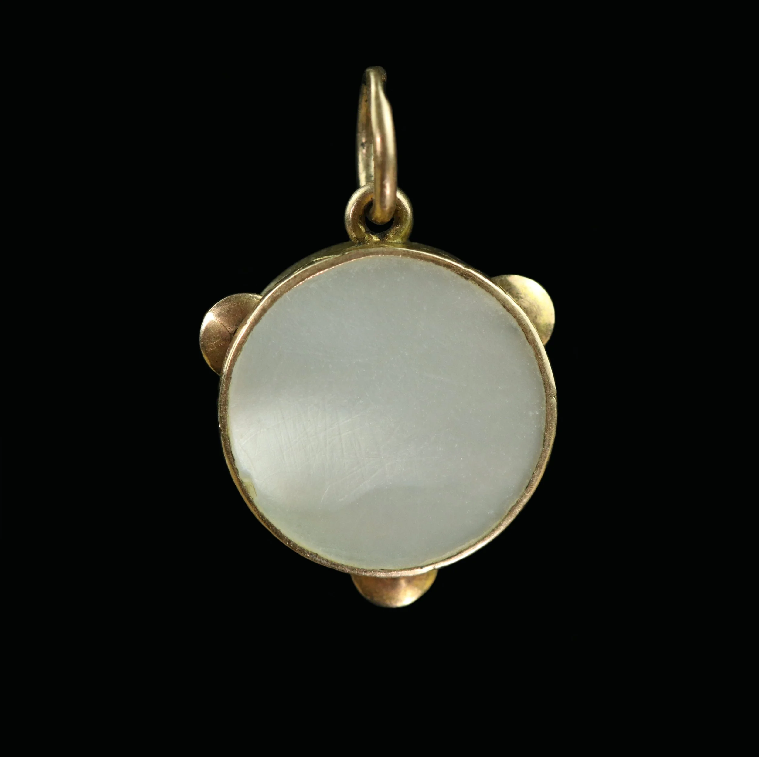 Early 20th century 9ct gold and mother-of-pearl tambourine charm