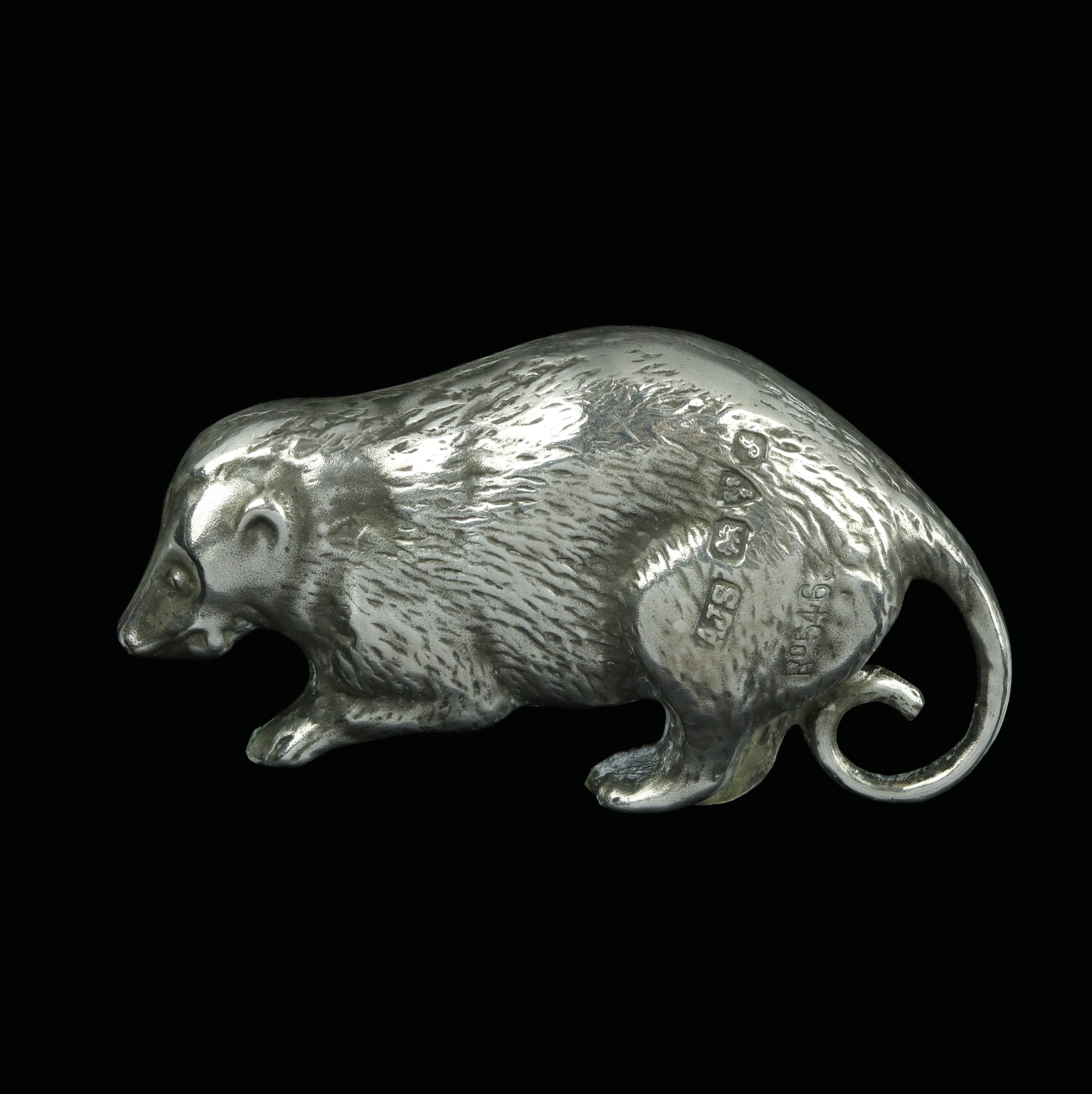 Rare Edwardian silver possum brooch