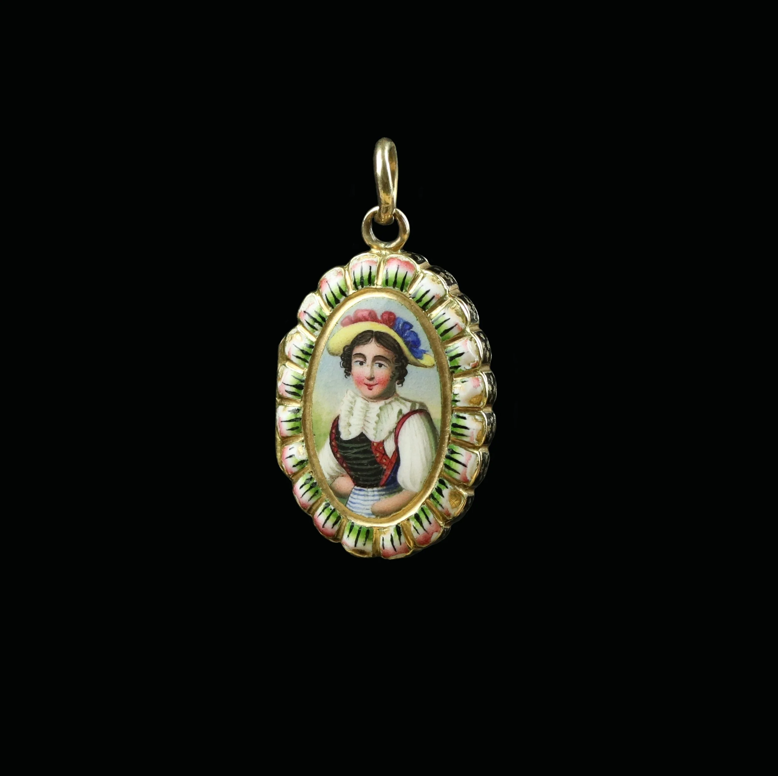 Swiss 19th century gold enamel locket