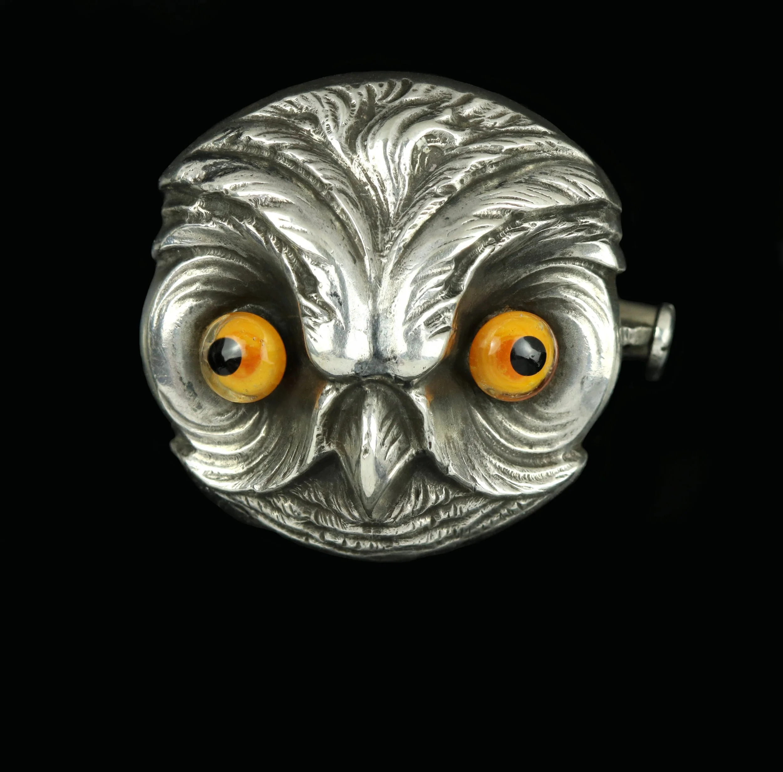 Silver owl brooch, Paul Robin