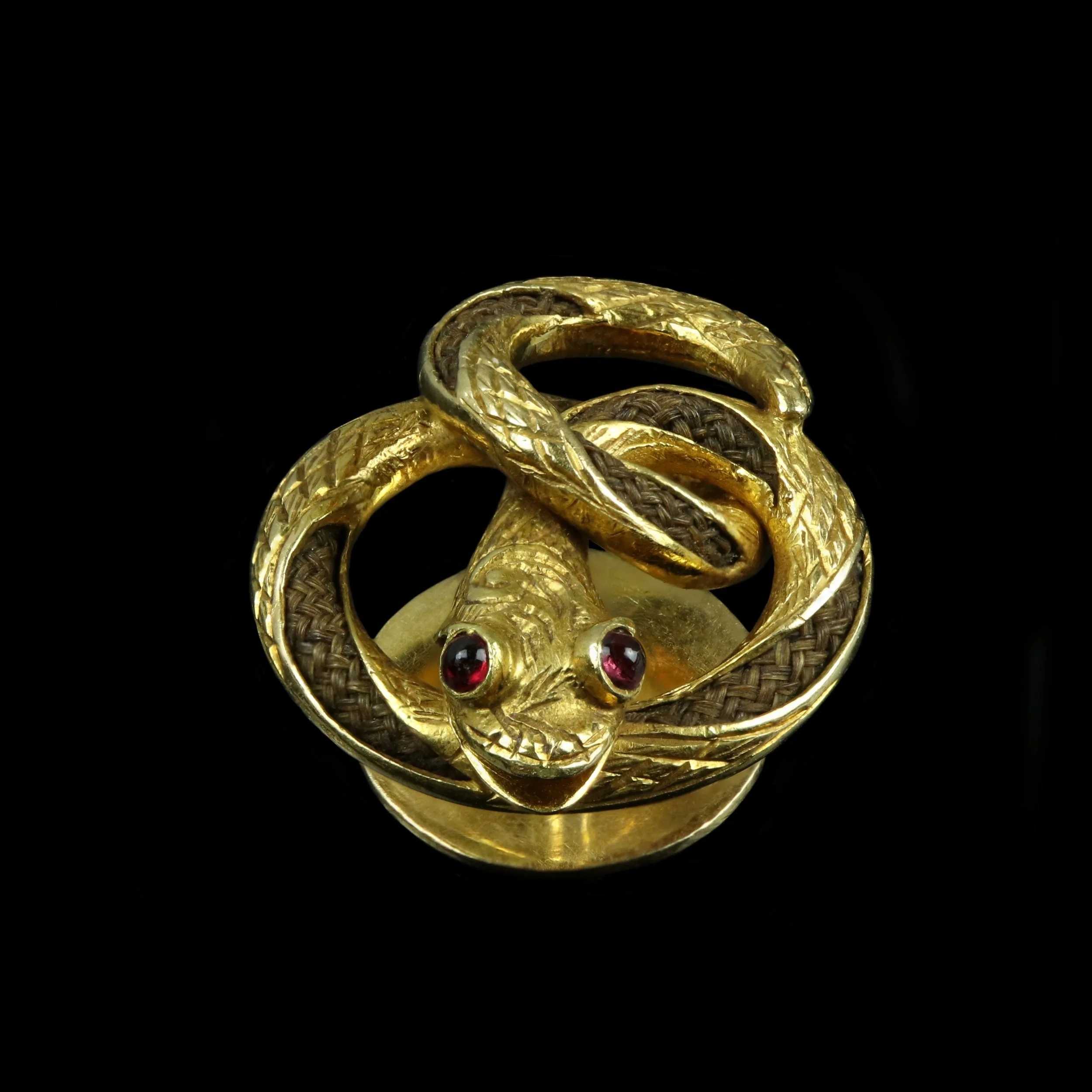Adorable Victorian gold sentimental or mourning snake button/stud