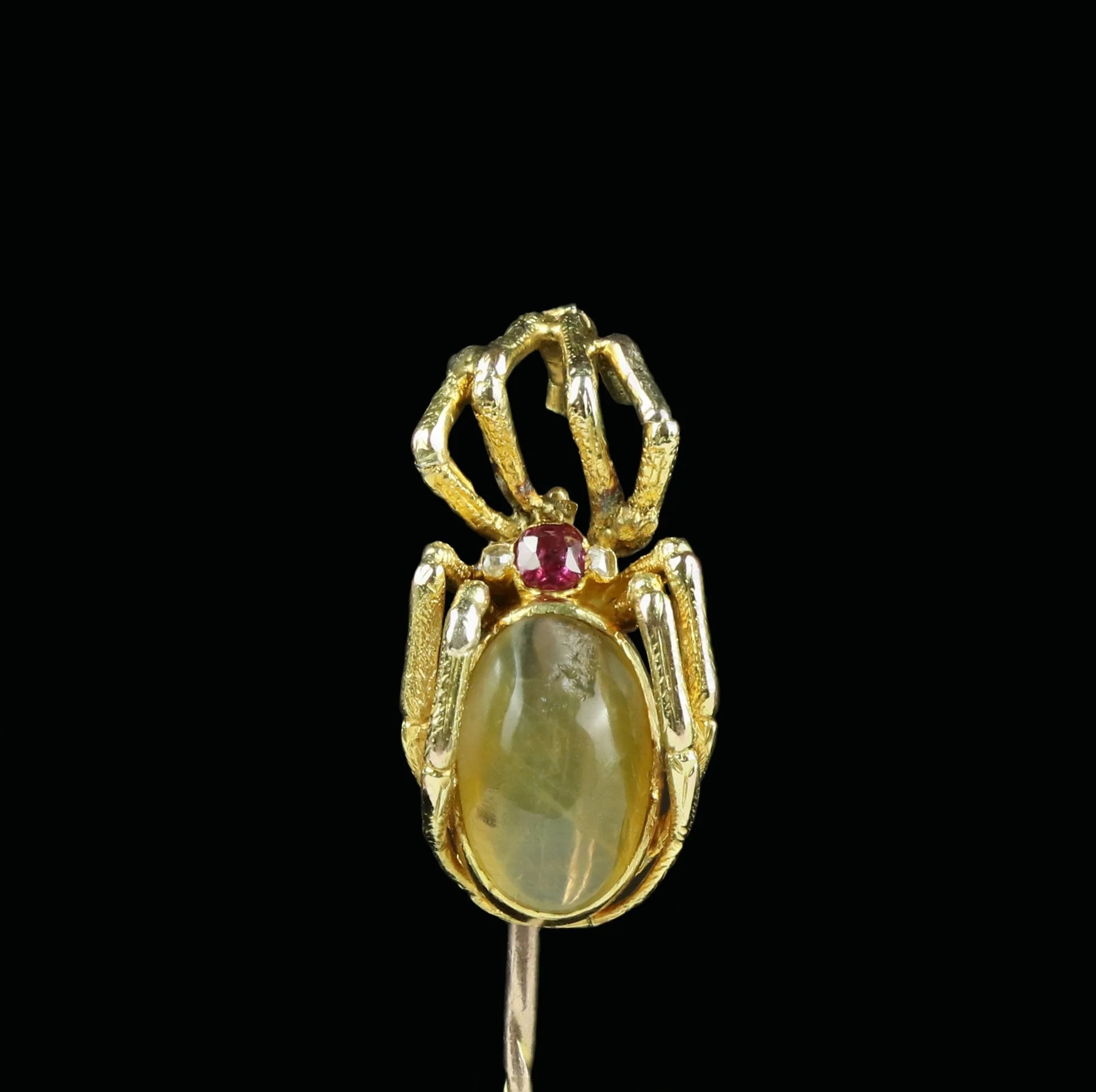 Victorian gold cat's-eye chrysoberyl stickpin