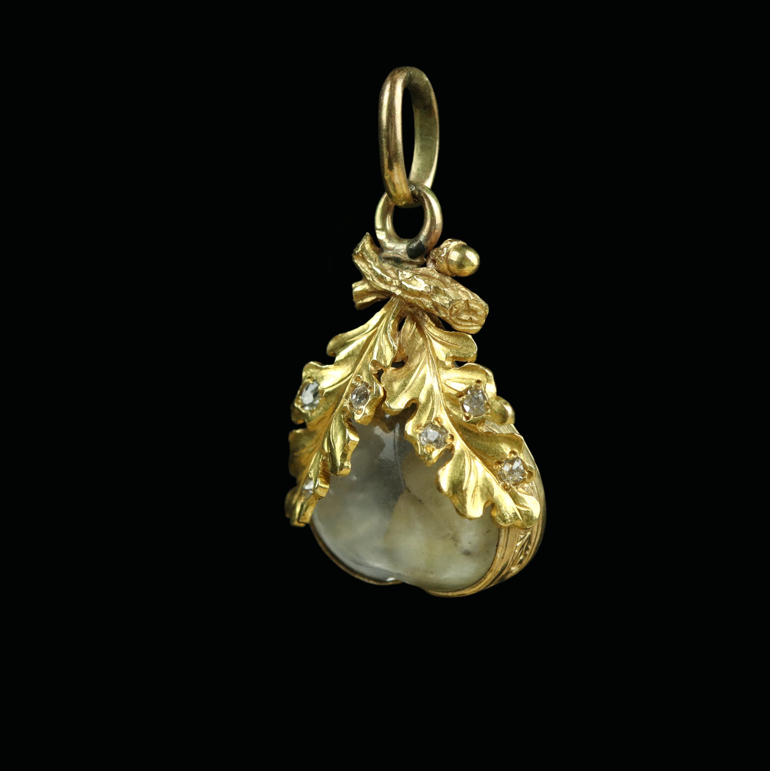 Antique gold and diamond baby tooth pendant