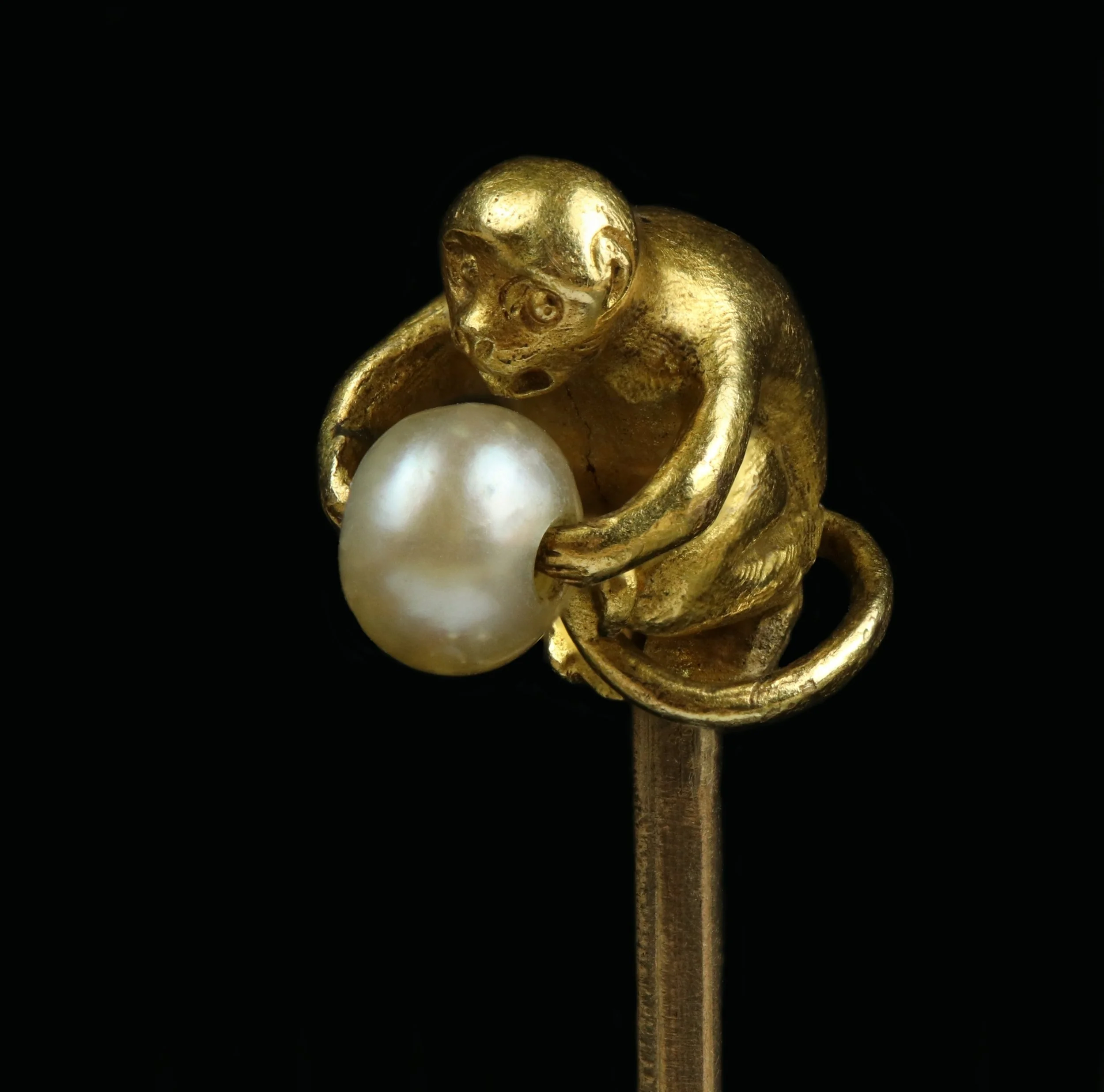 Victorian gold and pearl monkey stickpin