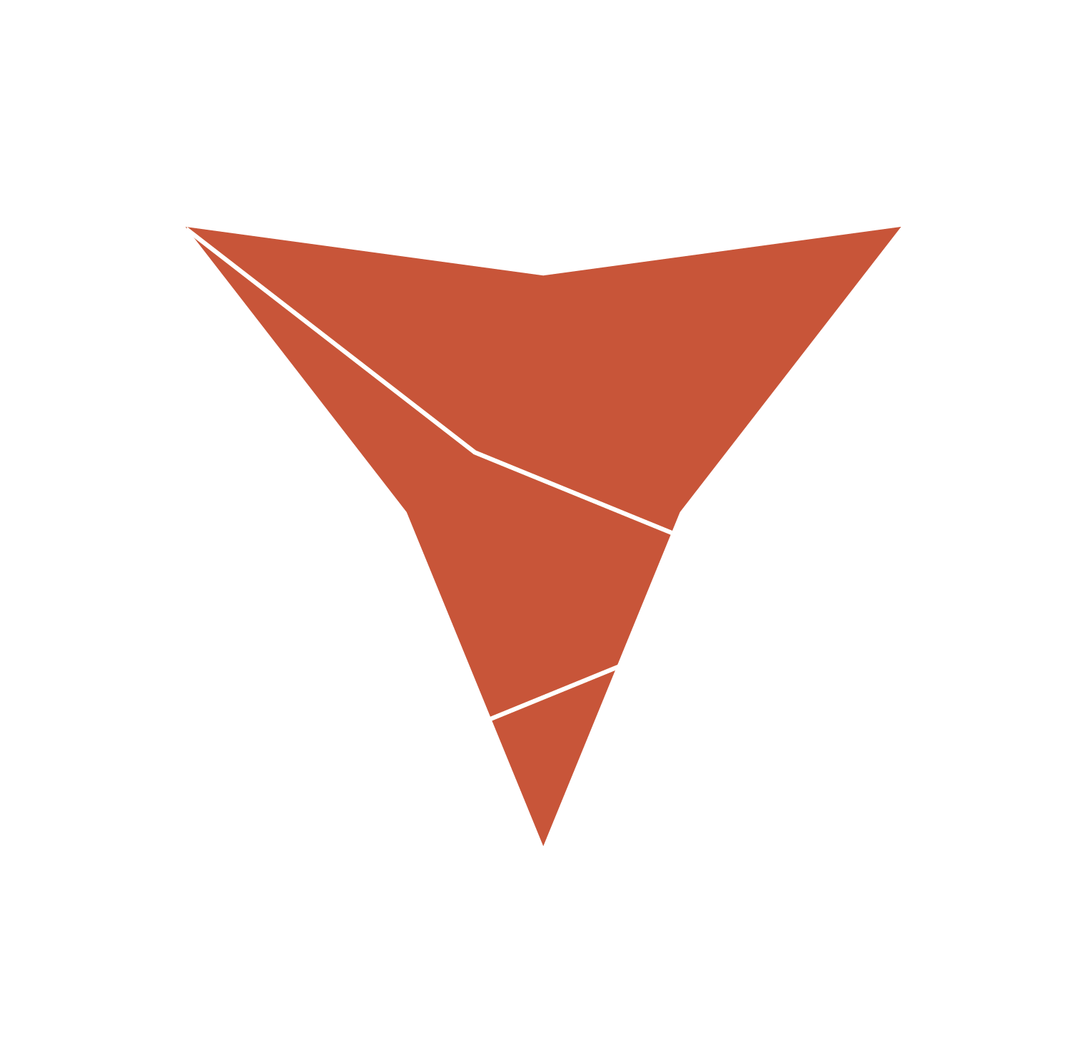 A 3D mathematical graph depicting a twisted saddle shape with shaded orange and outlined with white axes.