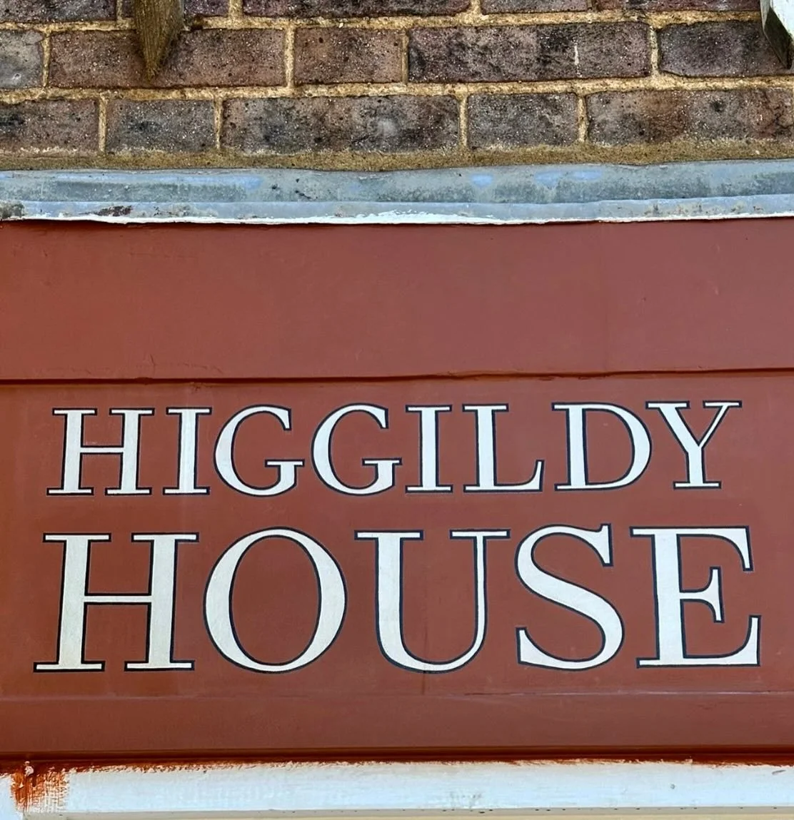 Today is a special day ✨
Our beautiful sign is finally up &mdash; featuring silver leaf, hand-painted details, and a touch of summer magic.
Chrome is having a moment at Higgildy House, and we're loving every minute of it.
Against the studio's warm ba