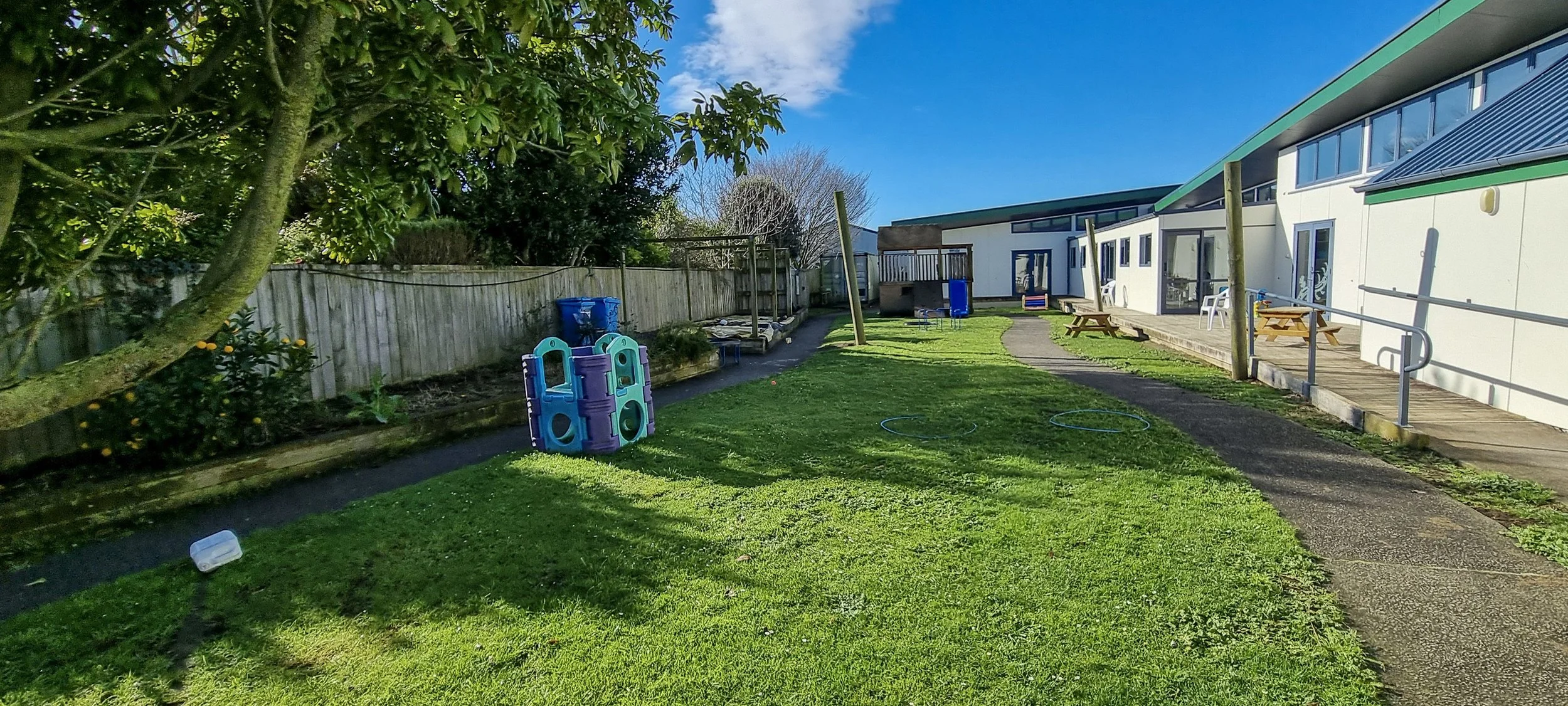 The area was long, but skinny in certain areas which restricted the design for fall concerns.