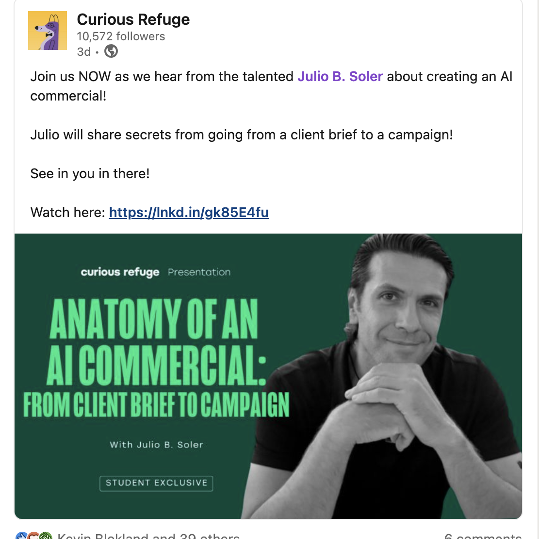 Curious Refuge Workshop with Julio Soler