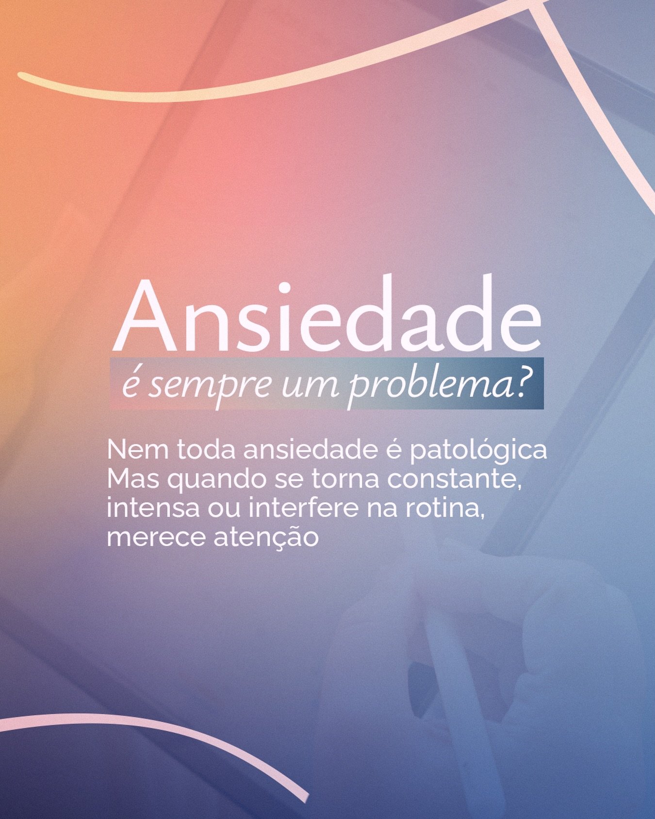 Sentir ansiedade faz parte da experi&ecirc;ncia humana. Ela pode sinalizar cuidado, prepara&ccedil;&atilde;o e responsabilidade diante de situa&ccedil;&otilde;es importantes.

O problema surge quando deixa de ser pontual e passa a ser constante, inte