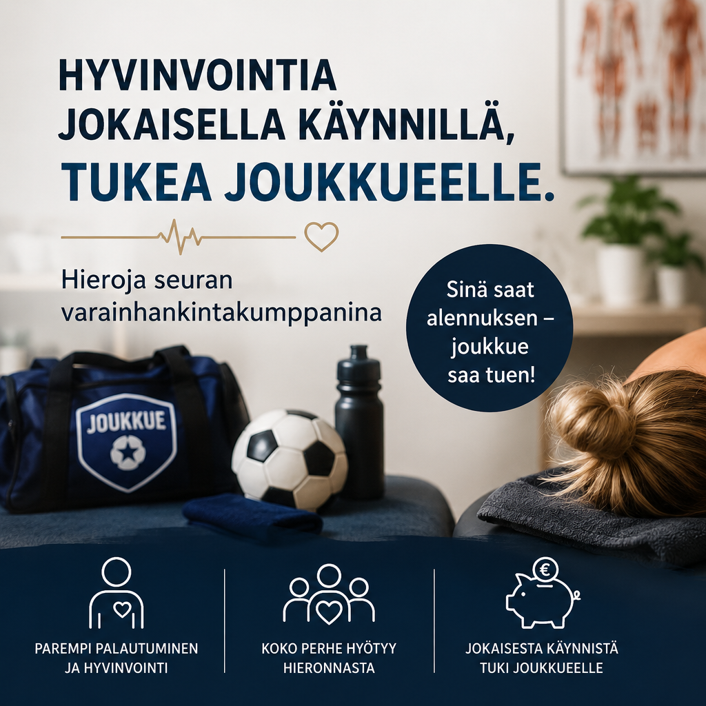 Hieroja seuran varainhankintakumppanina – hyvinvointia urheilijoille ja tukea joukkueelle.