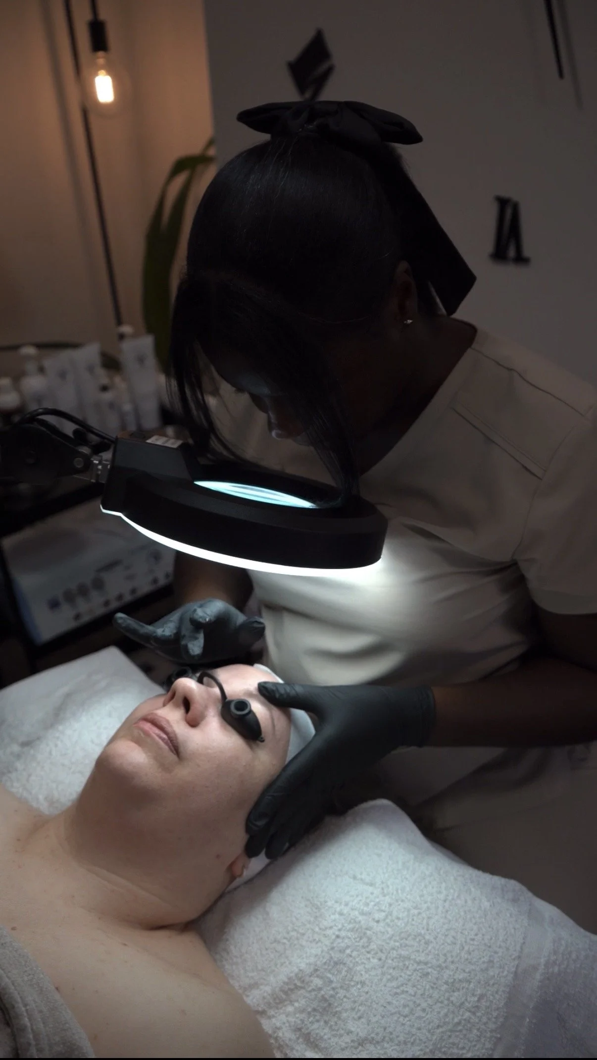 performing advanced skin treatment at Unforgotten Skin treatment room Winterbourne Bristol