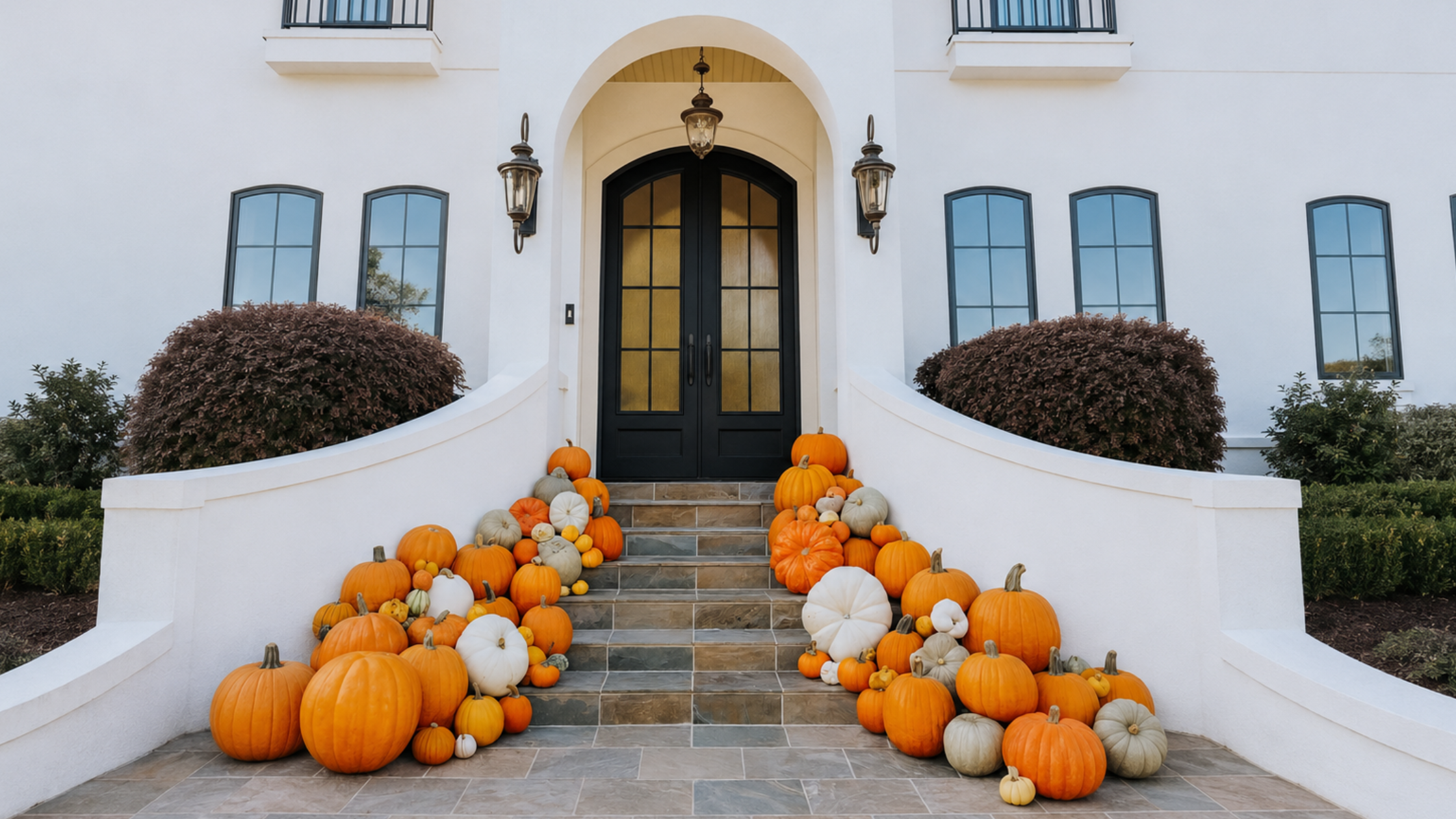 Fall pumpkin porch display by Gourd & Porch, Lexington Louisville Central Kentucky