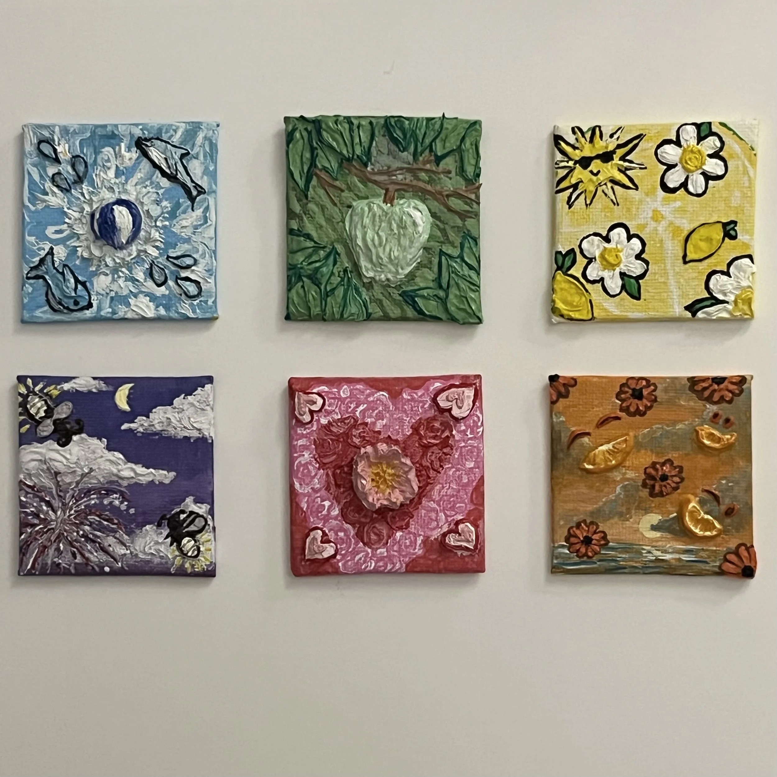 Full nature themed 3D multimedia acrylic and oil paint rainbow series