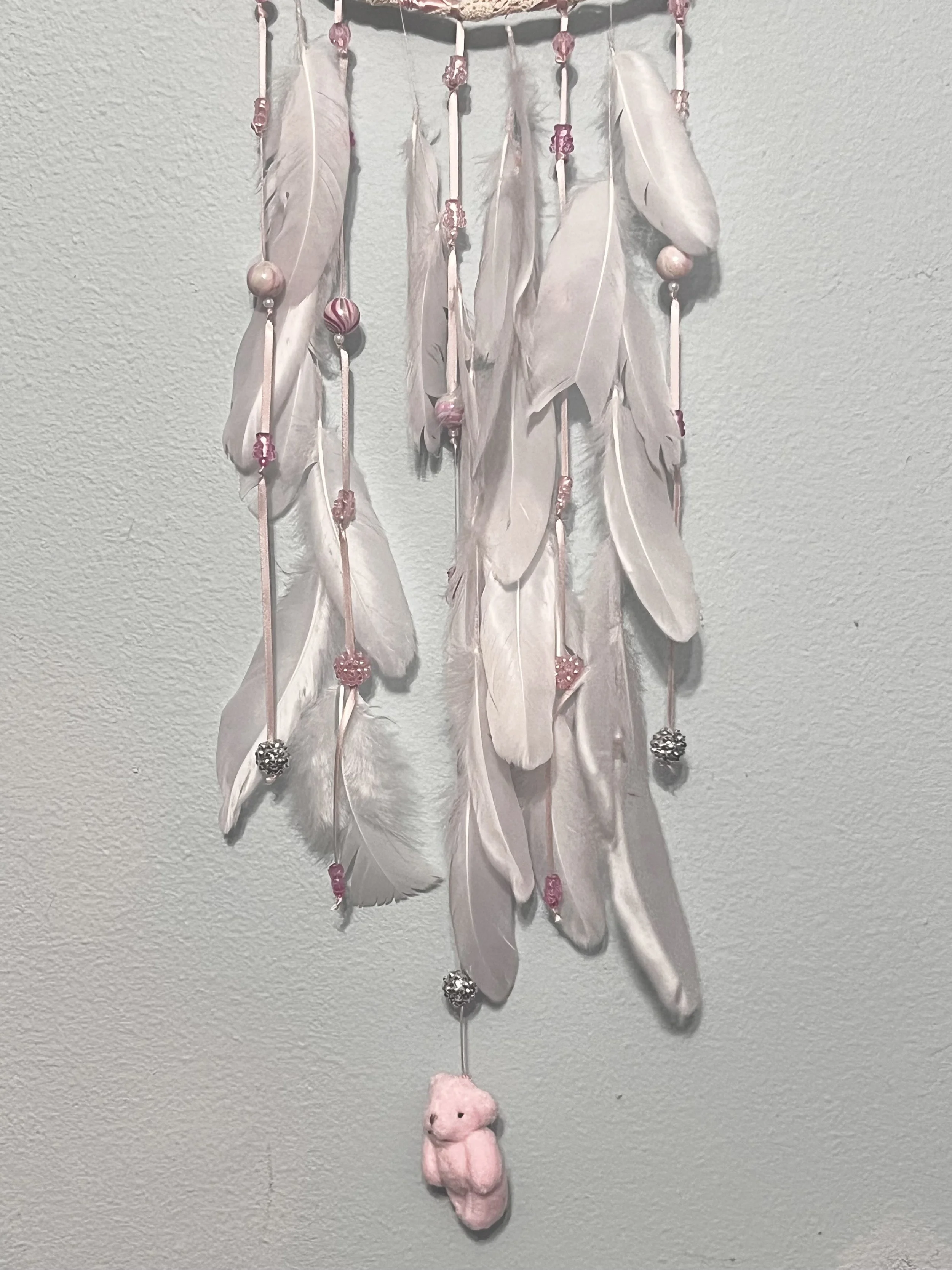 Pink Teddy Bear Dreamcatcher