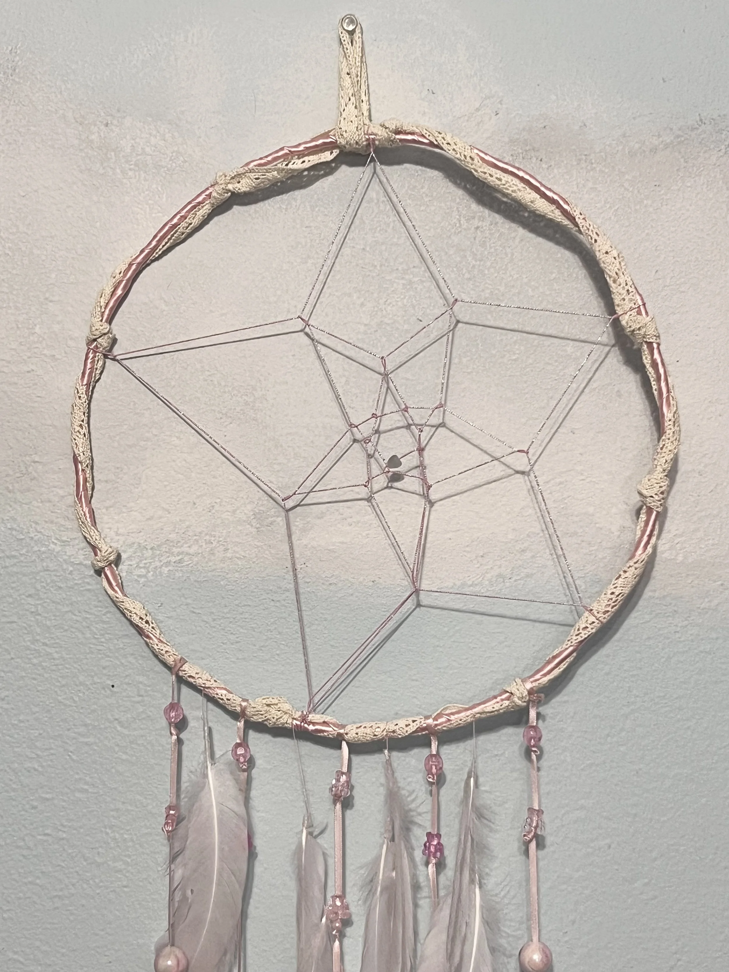 Pink Teddy Bear Dreamcatcher