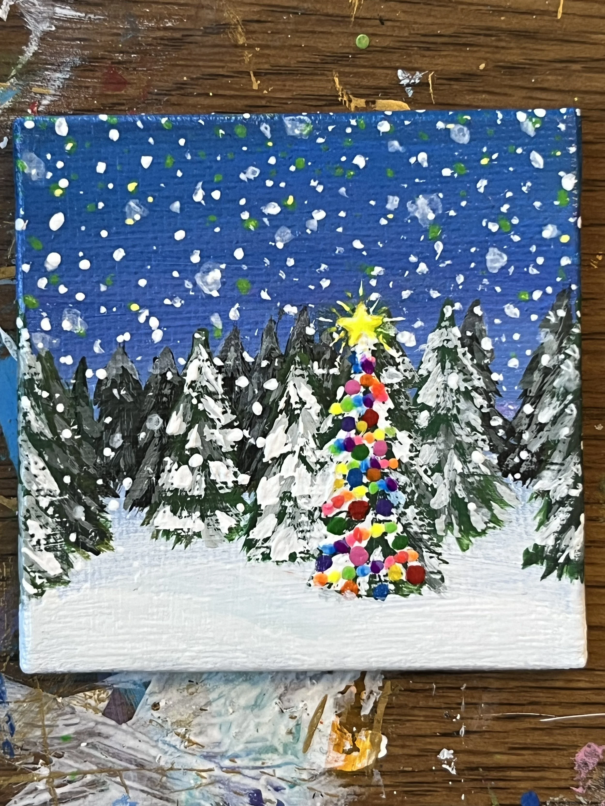 Christmas tree in the wild magnet painting