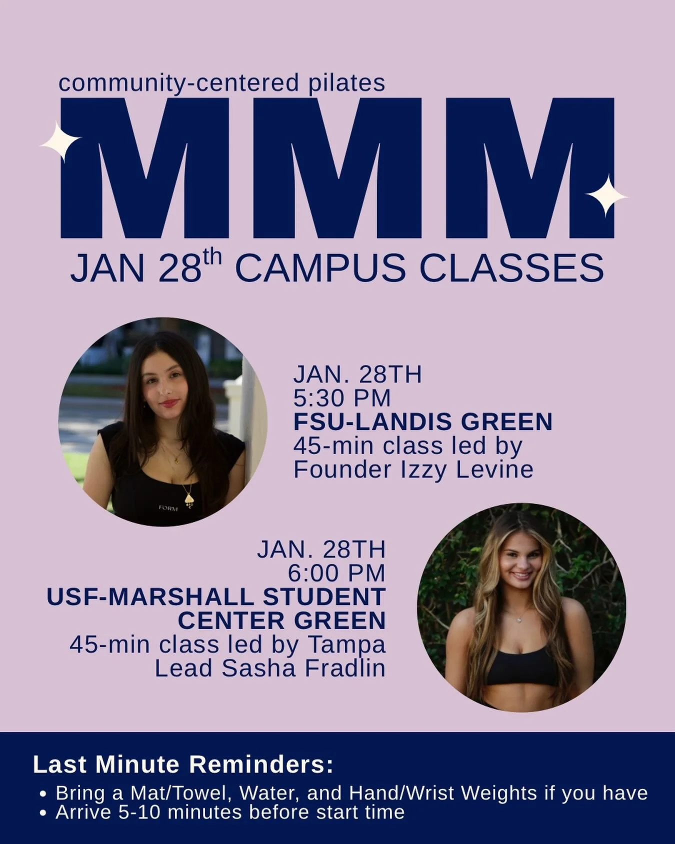 Join us tomorrow to KICKOFF the semester with campus classes in Tallahassee and Tampa! We can&rsquo;t wait to meet-up and move as a community. 

💫Make sure you bring a Mat/Towel, water, and hand/wrist weights if you have! 

See you soon🧘&zwj;♀️🌇
