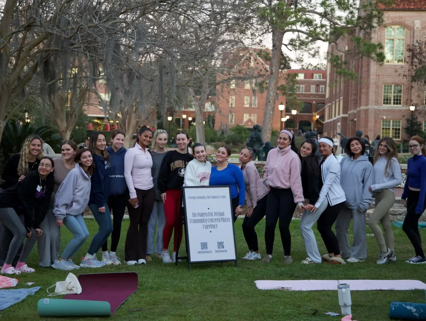 FSU!! Thanks for bringing the energy to tonight&rsquo;s class even in the cold 🩵❄️🍢 Shoutout to @drinklmnt for powering our class! Stay tuned for more events/announcements soon 👀 #pilates #pilatesclass #fsu #landis