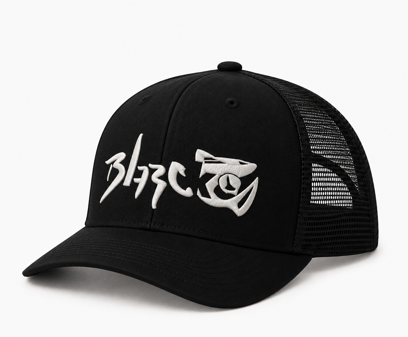 BLARCKO Black Trucker Cap Product Shot.png